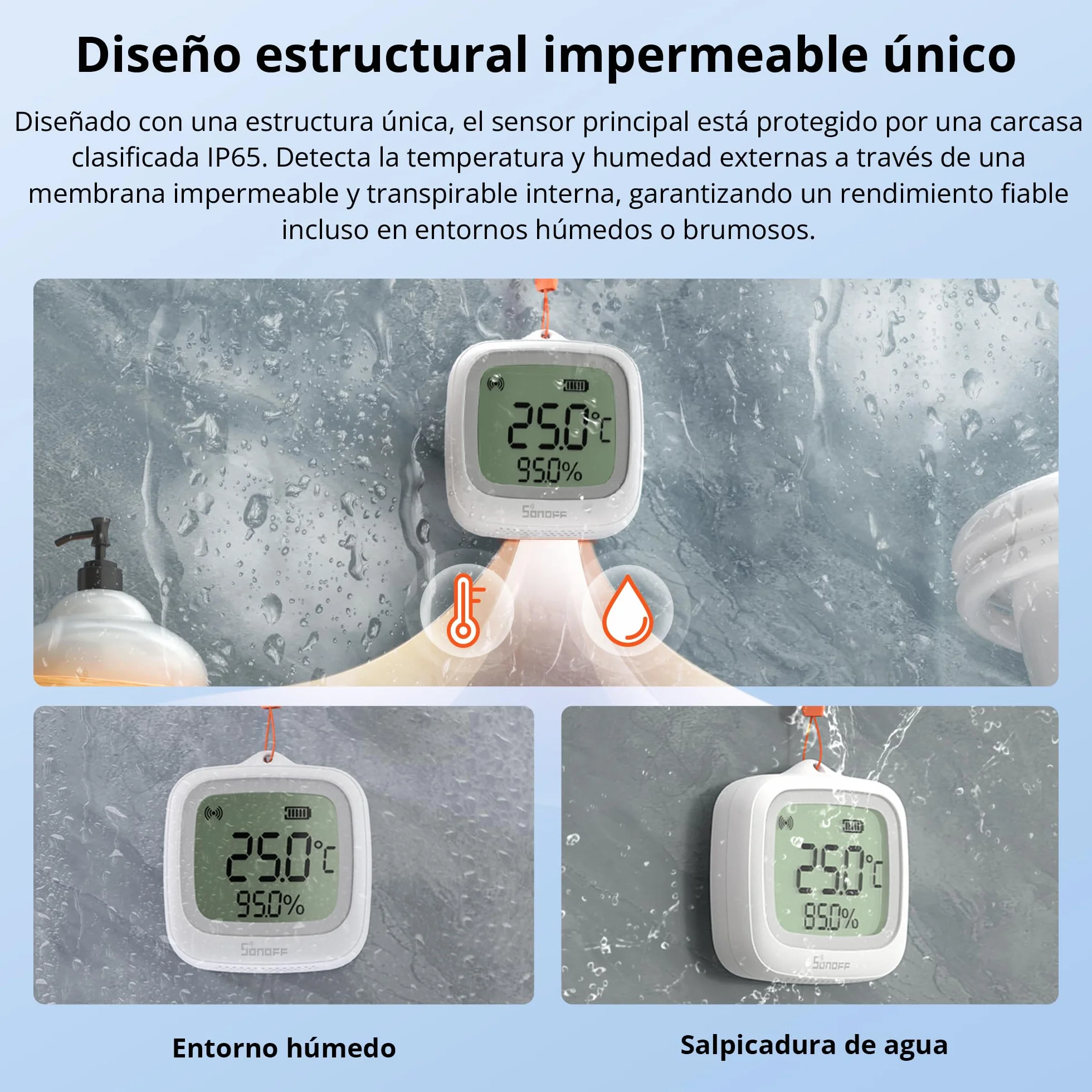 SONOFF SNZB-02WD IP65 Zigbee Sensor Inteligente de Temperatura y Humedad impermeable