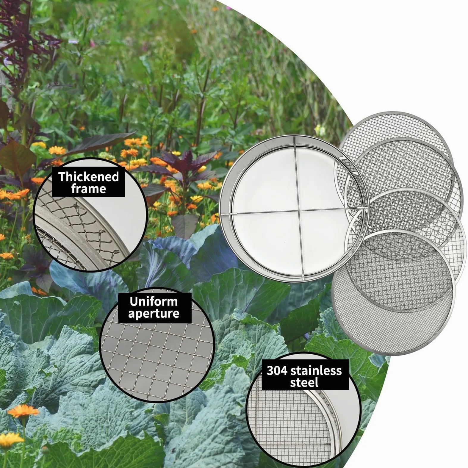 Tamizador De Compost Fácil Instalación Liberación Rápida Criba de Jardín | Criba de Tierra para Grava Serrín Vermicompost Hierba