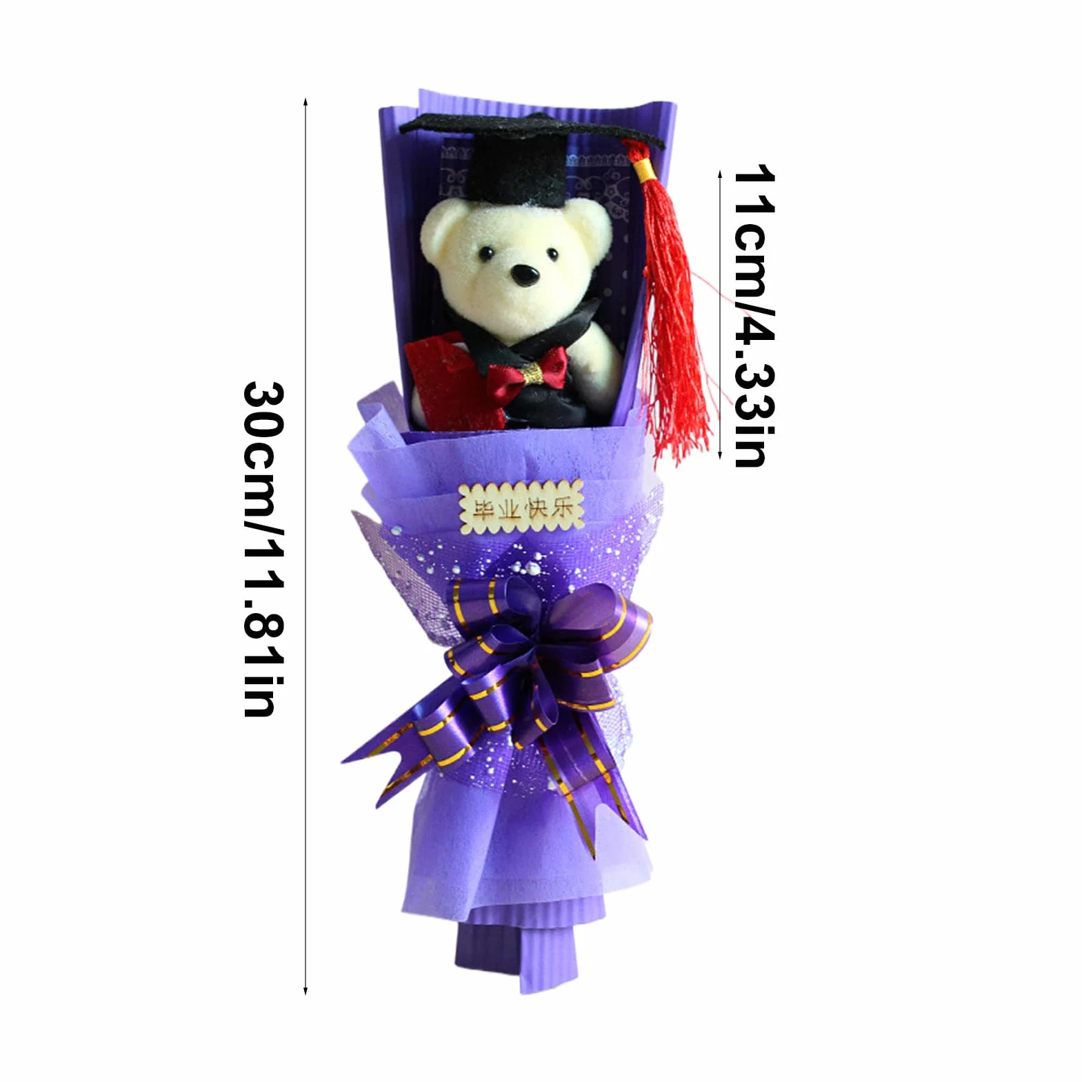 Oso Graduado con Birrete y Arreglo Floral Decorativo - Recuerdo Especial para Graduados