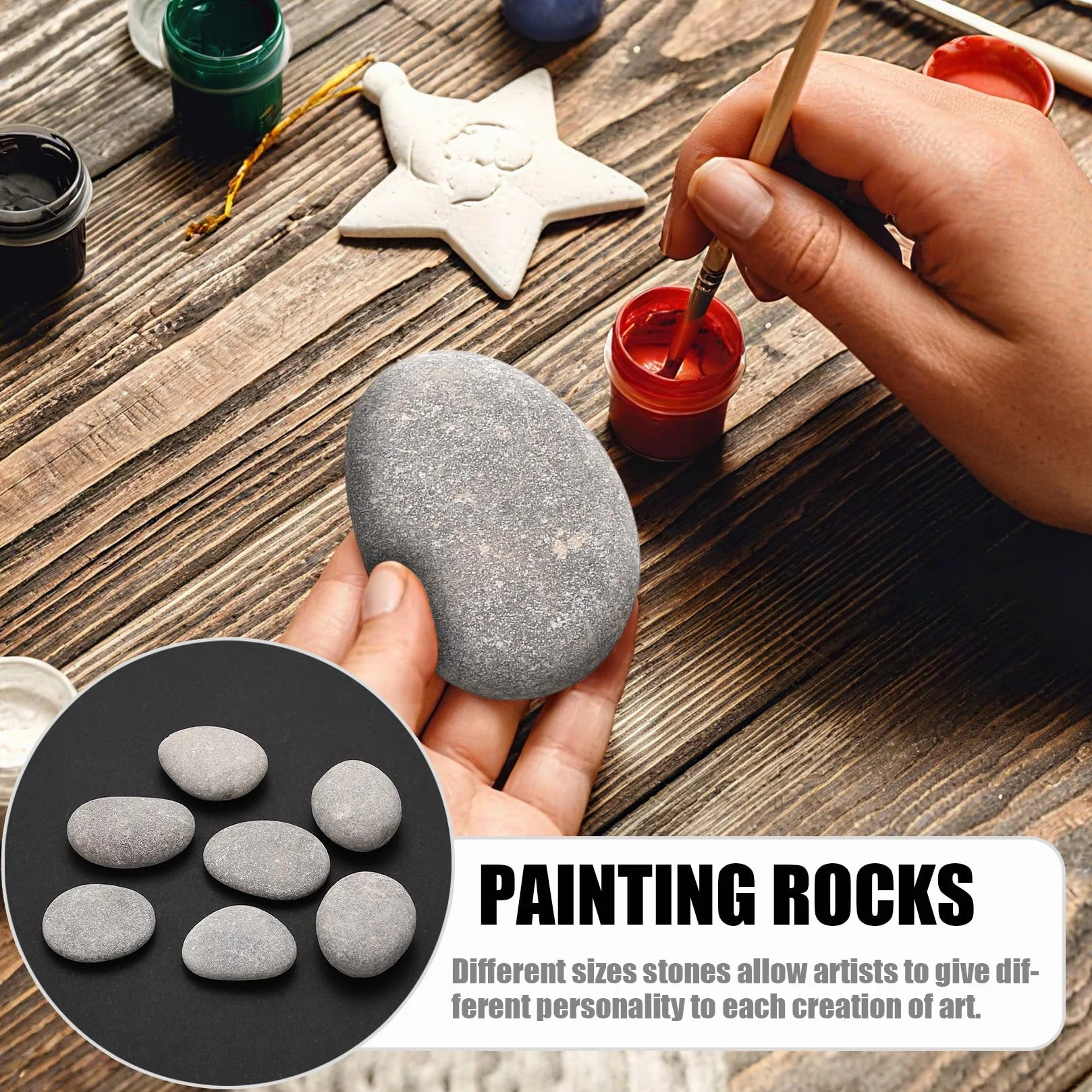 Piedras para Pintar 900g, Guijarros Planos 3-5 cm, Piedras Decorativas Naturales Lisas