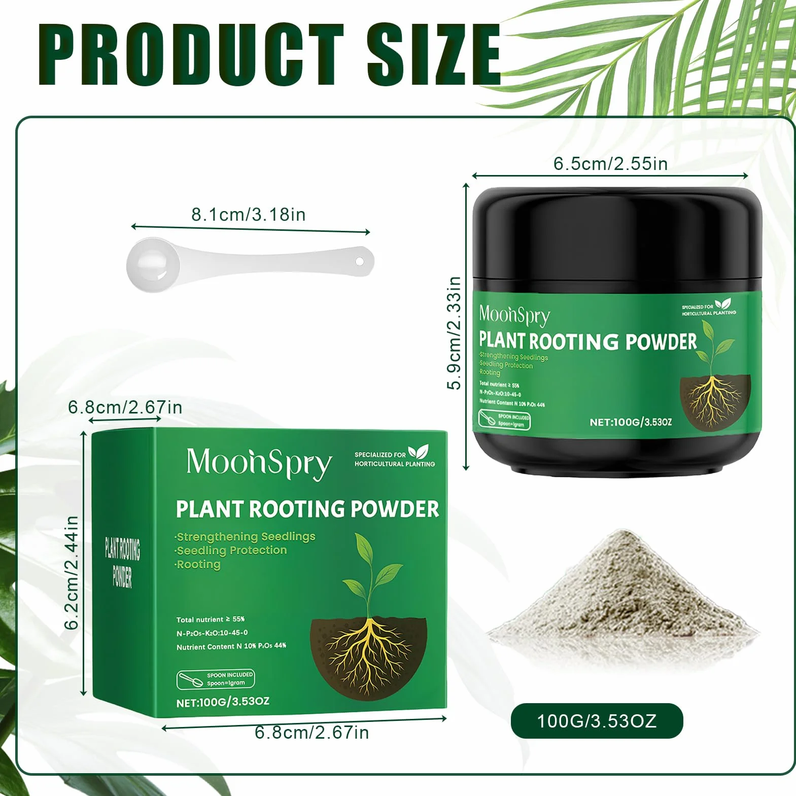 Activador de raíces en polvo rápido 100g con cuchara para esquejes interior y exterior