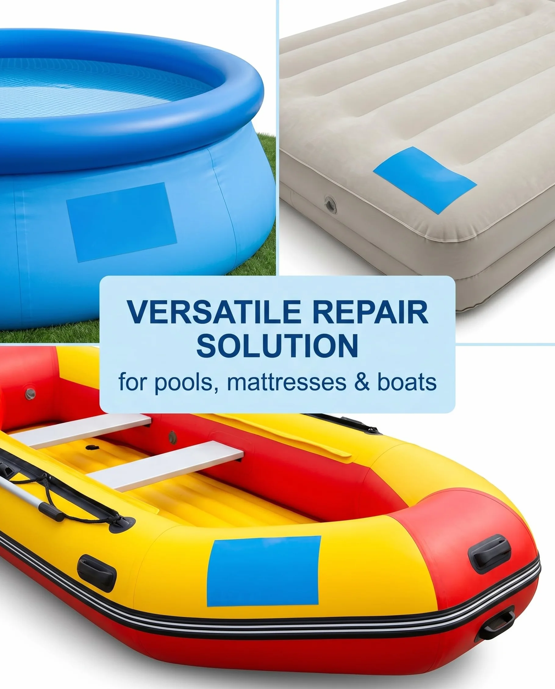 Parches de Reparación para Piscinas Azules, 18 uds, Autoadhesivos, Impermeables, Extra Fuertes