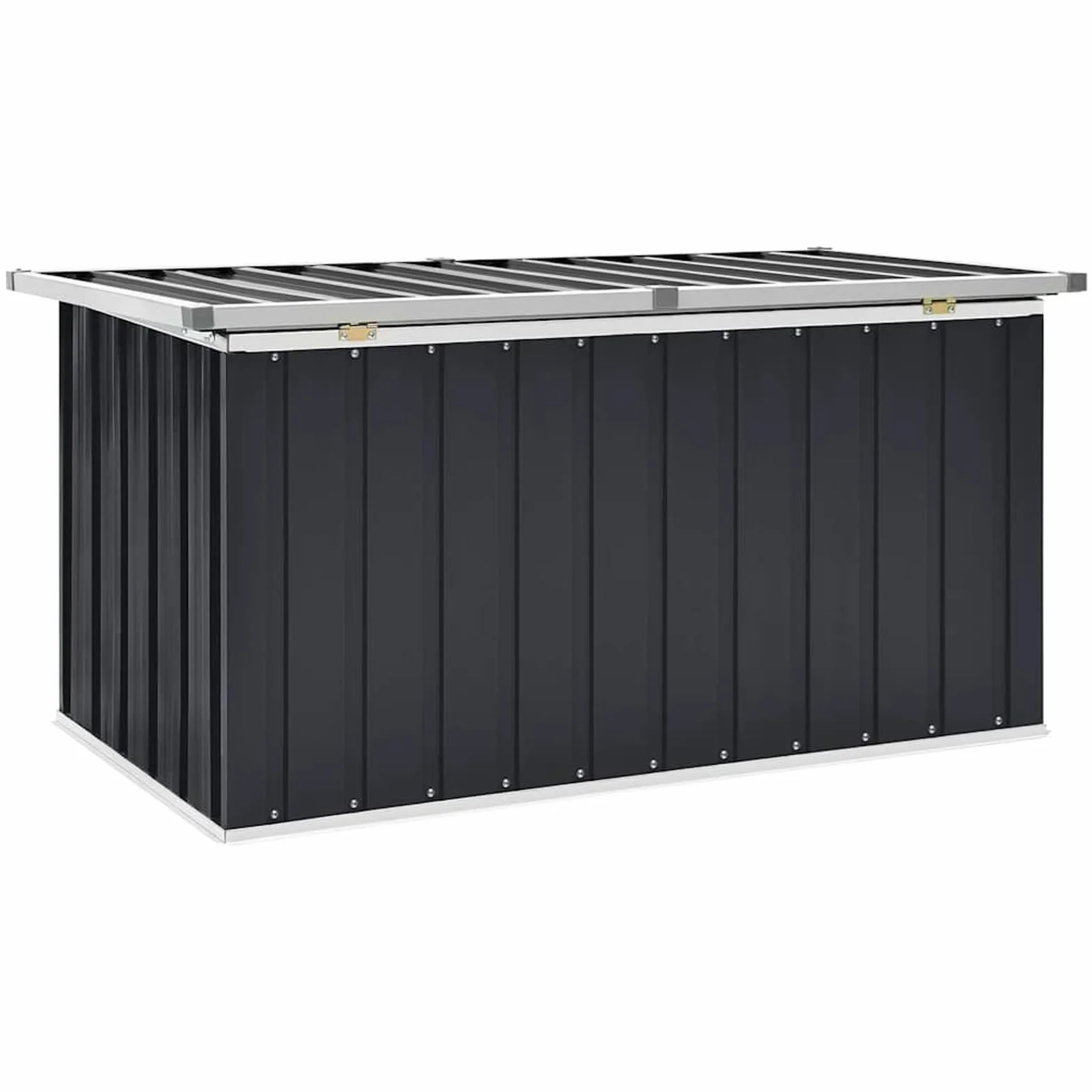 Baúl de jardín antracita 129x67x65 cm para almacenamiento exterior