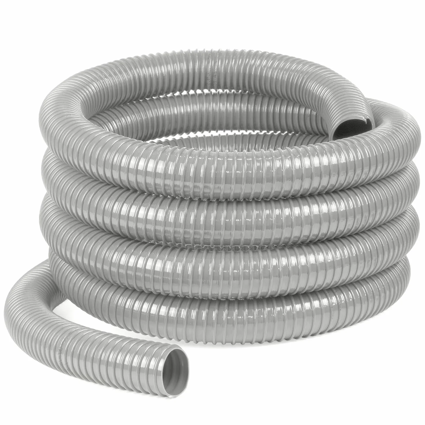 Moritz Manguera de desagüe de 38 mm de diámetro x 5 m, color gris claro, manguera en espiral para estanques, camping, caravanas, mostradores, pozos, manguera de drenaje