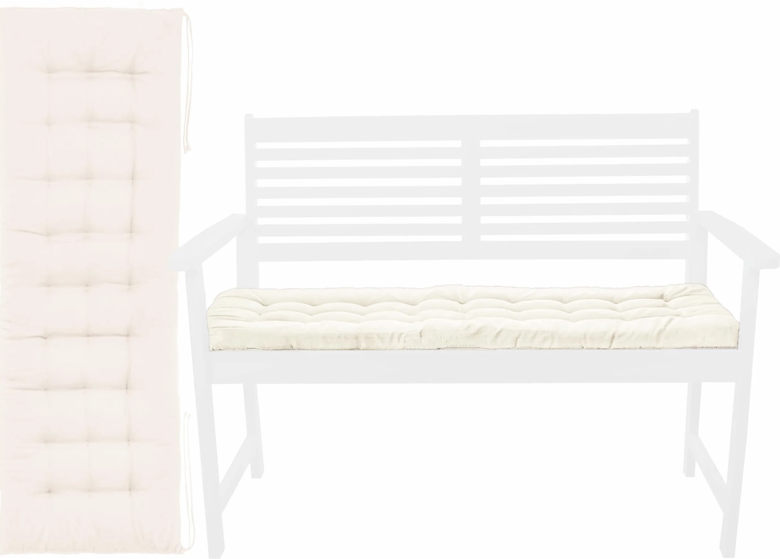 Brandsseller Cojín de Banco 120x40x4 cm – para Banco de jardín y Banco de Comedor – Impermeable, fácil de Limpiar y Acolchado Suave – Uso Interior y Exterior – Blanco