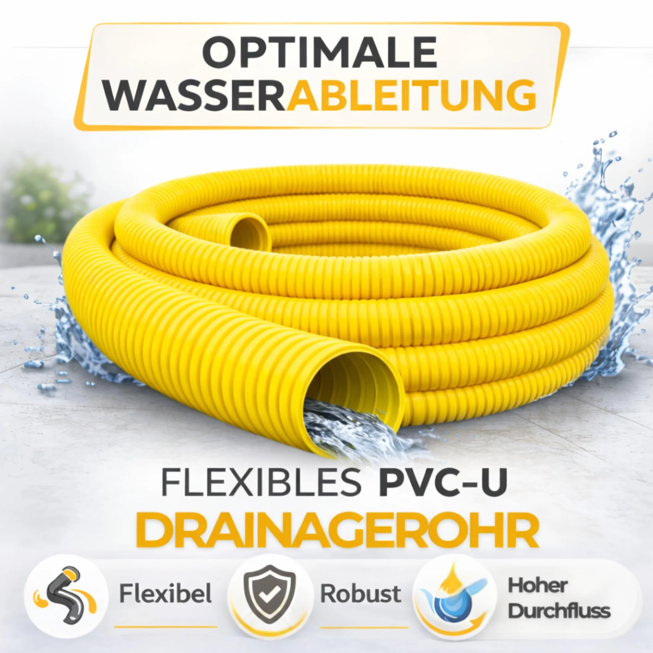 Tubo de drenaje DN80 20 m flexible perforado PVC ondulado ranurado
