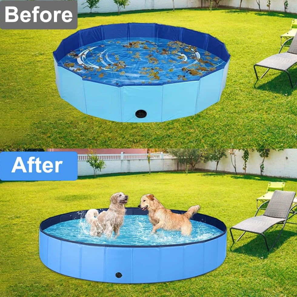 Cubierta de Piscina Redonda para Perros, Funda Plegable Resistente al Agua y Polvo, 160x30cm
