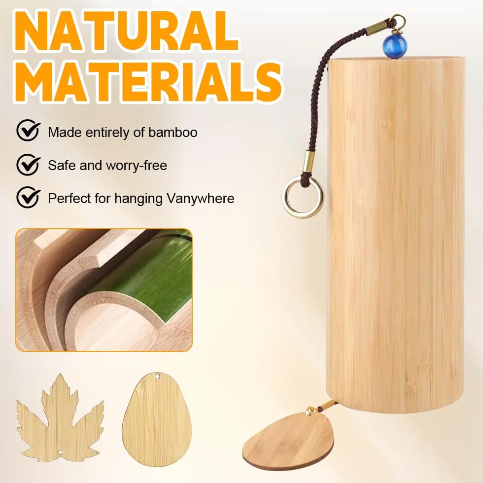Campanas De Viento De Bambú Natural Japonesas para Exterior, Curación de Sonido, Meditación, Decoración del Hogar y Jardín