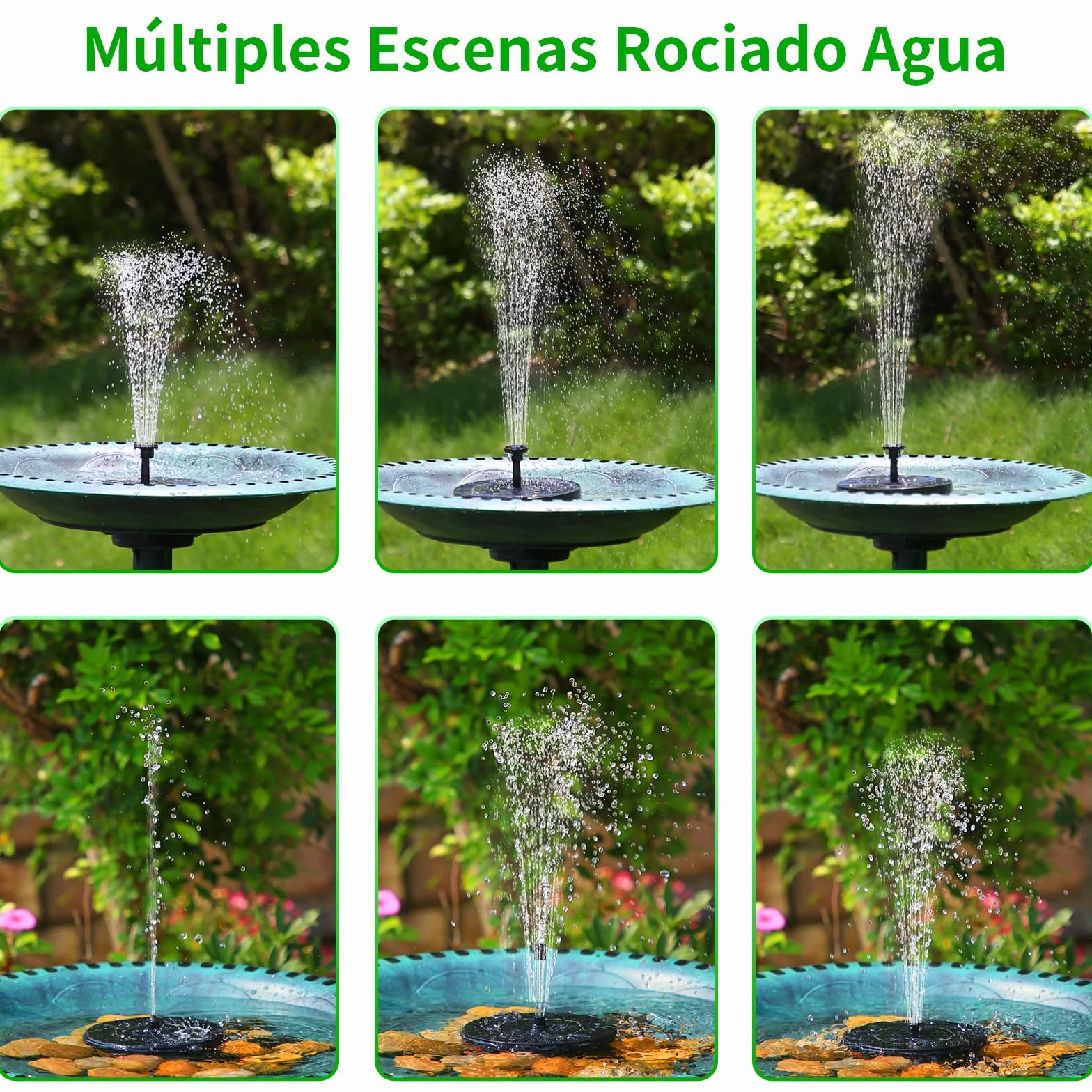 AISITIN Fuente Solar Jardin Exterior con Bomba de Agua 6 Boquillas