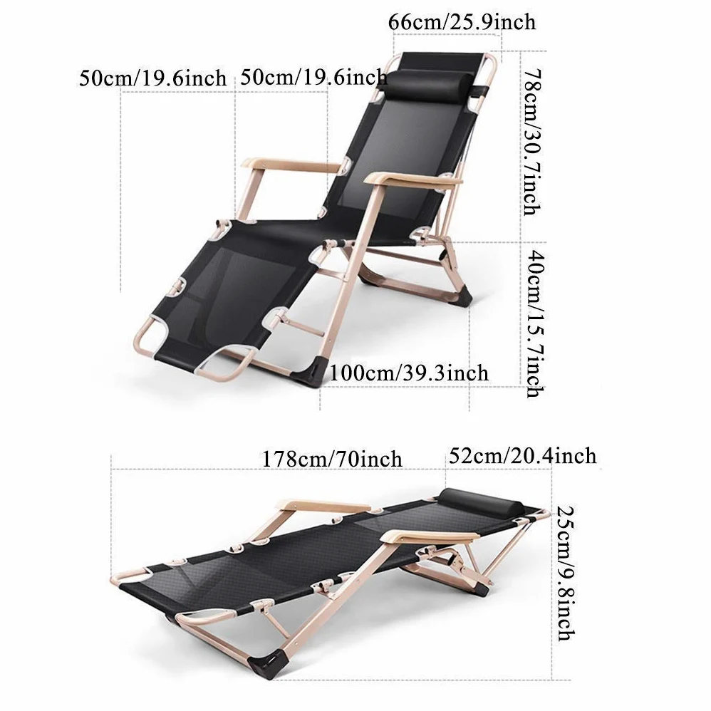 Silla reclinable plegable, silla portátil de camping al aire libre, tumbona de gravedad cero para terraza, playa y jardín