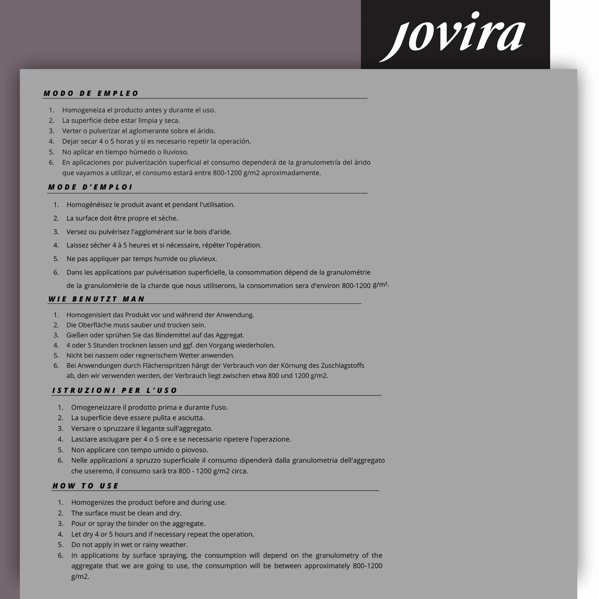 JOVIRA PINTURAS Aglomerante de Áridos 10 Litros C-1 estabilizador para Piedras y Rocas de Jardin