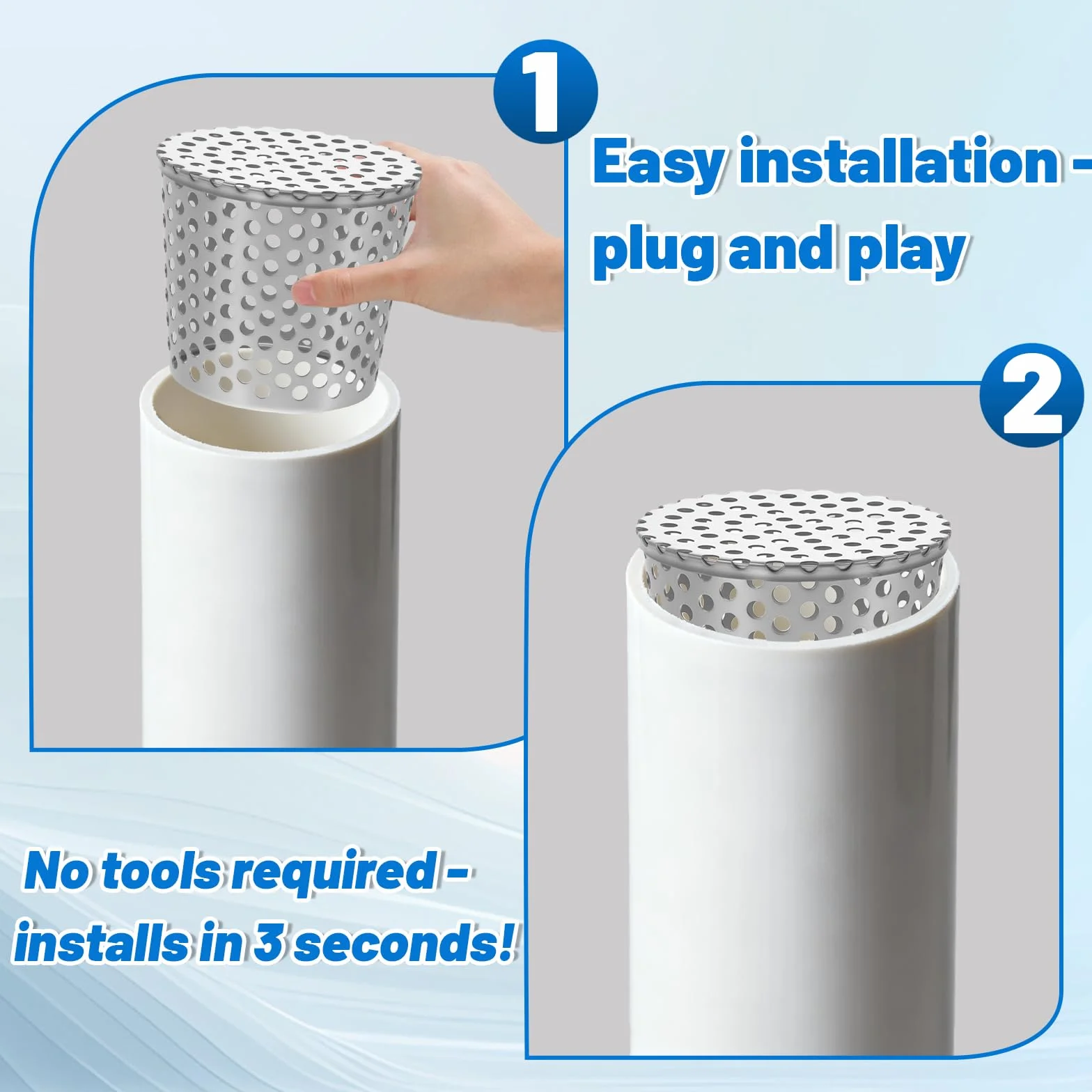 Protección Contra Hojas para Canalones 60-75 mm Acero Inoxidable 2 Unidades