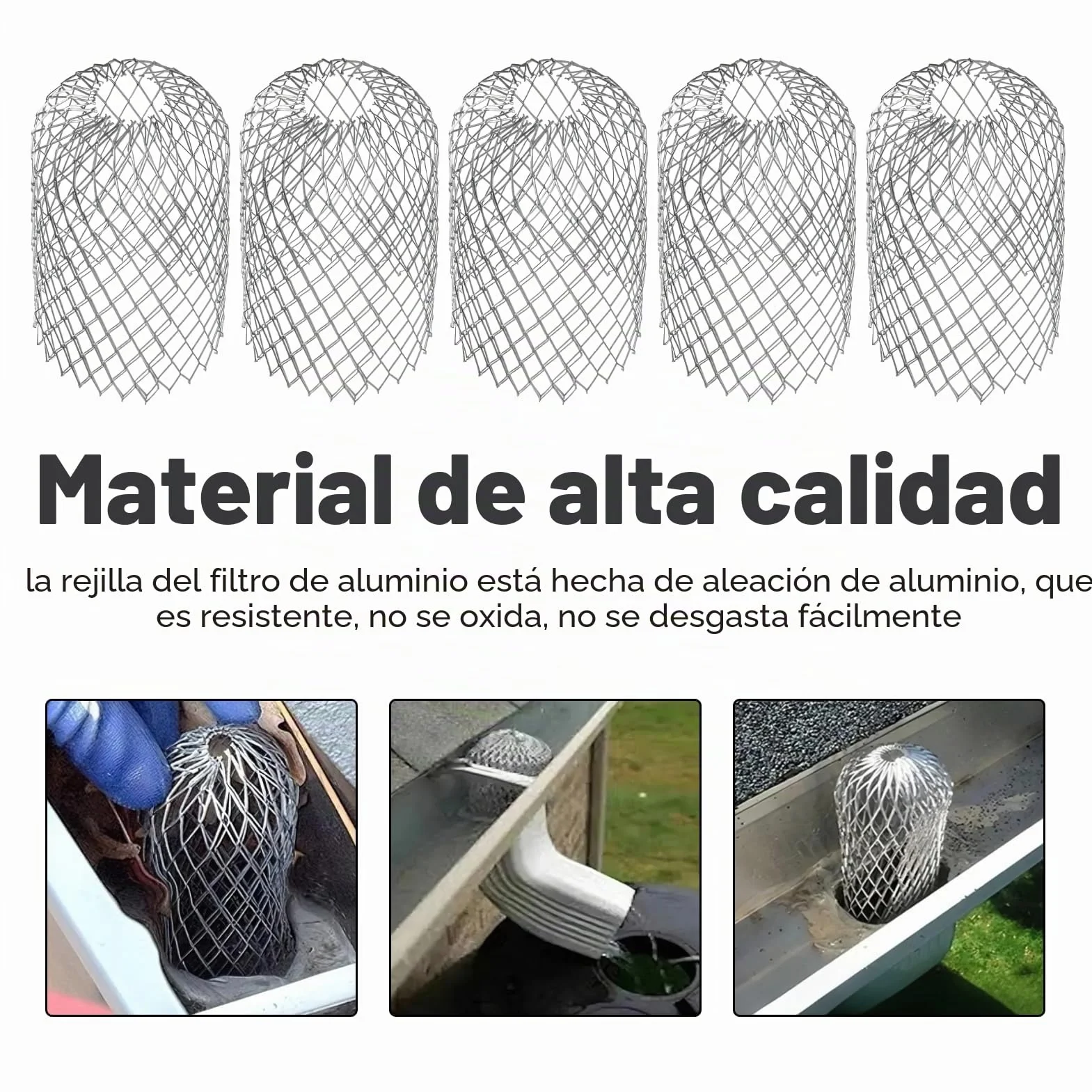 Tamiz de Aluminio para Canalones, Rejilla Protectora Ajustable Aluminio Filtros