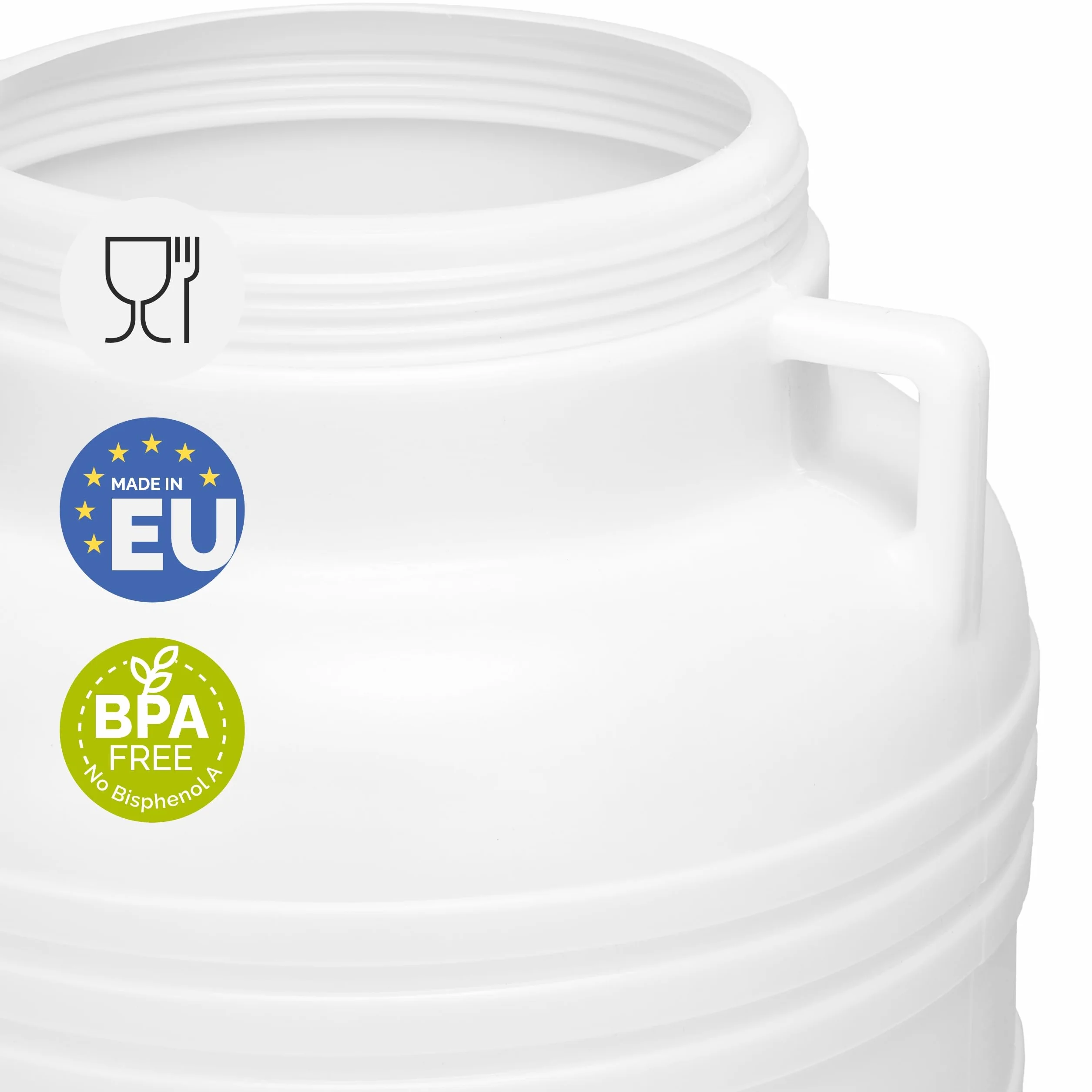 Garronda Barril alimentario 30 litros HDPE sin BPA Boca Ancha GD-0078 Blanco