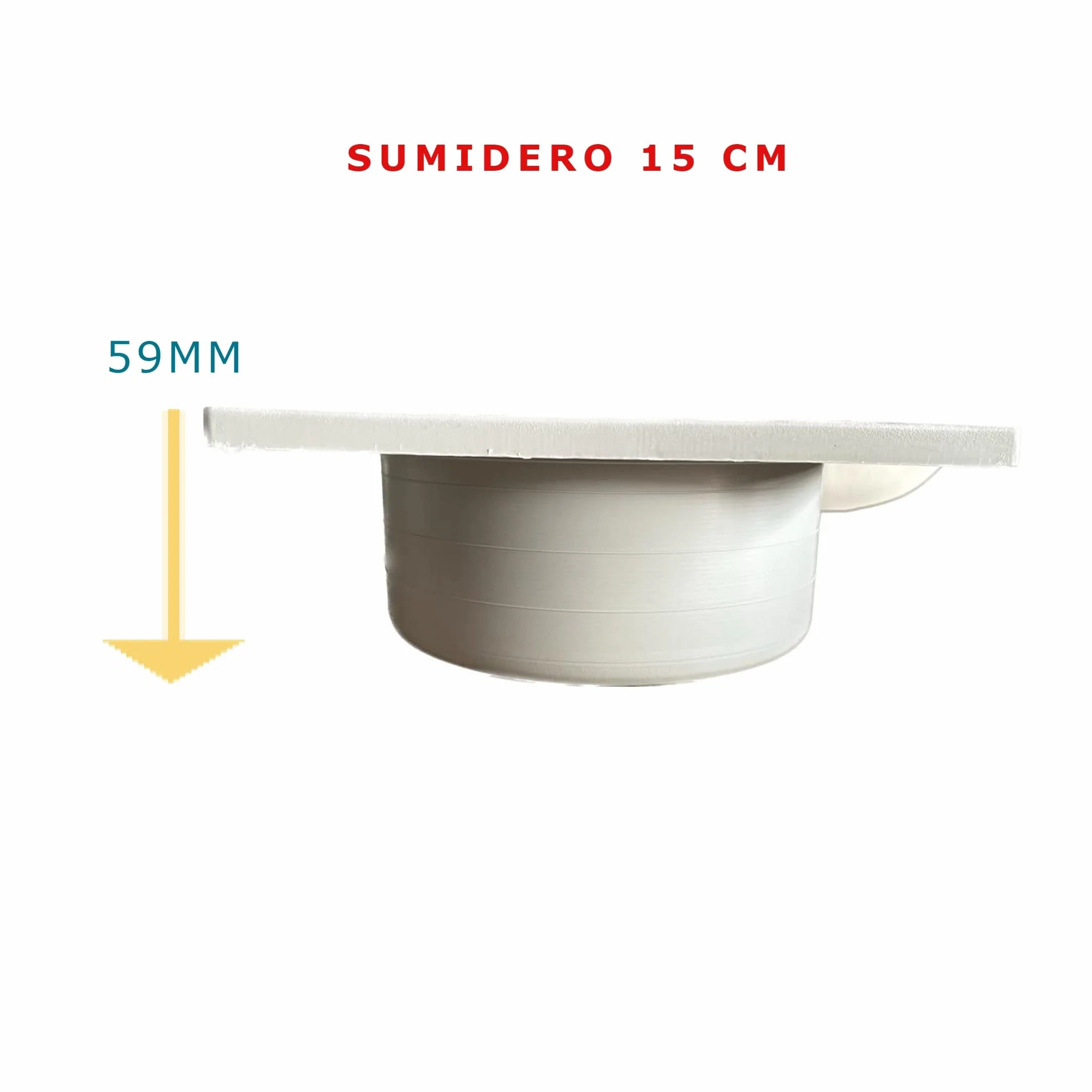 Bricoloco Sumidero sifonico vertical PVC desagüe patio terraza exterior rejilla extraible 15x15 cm