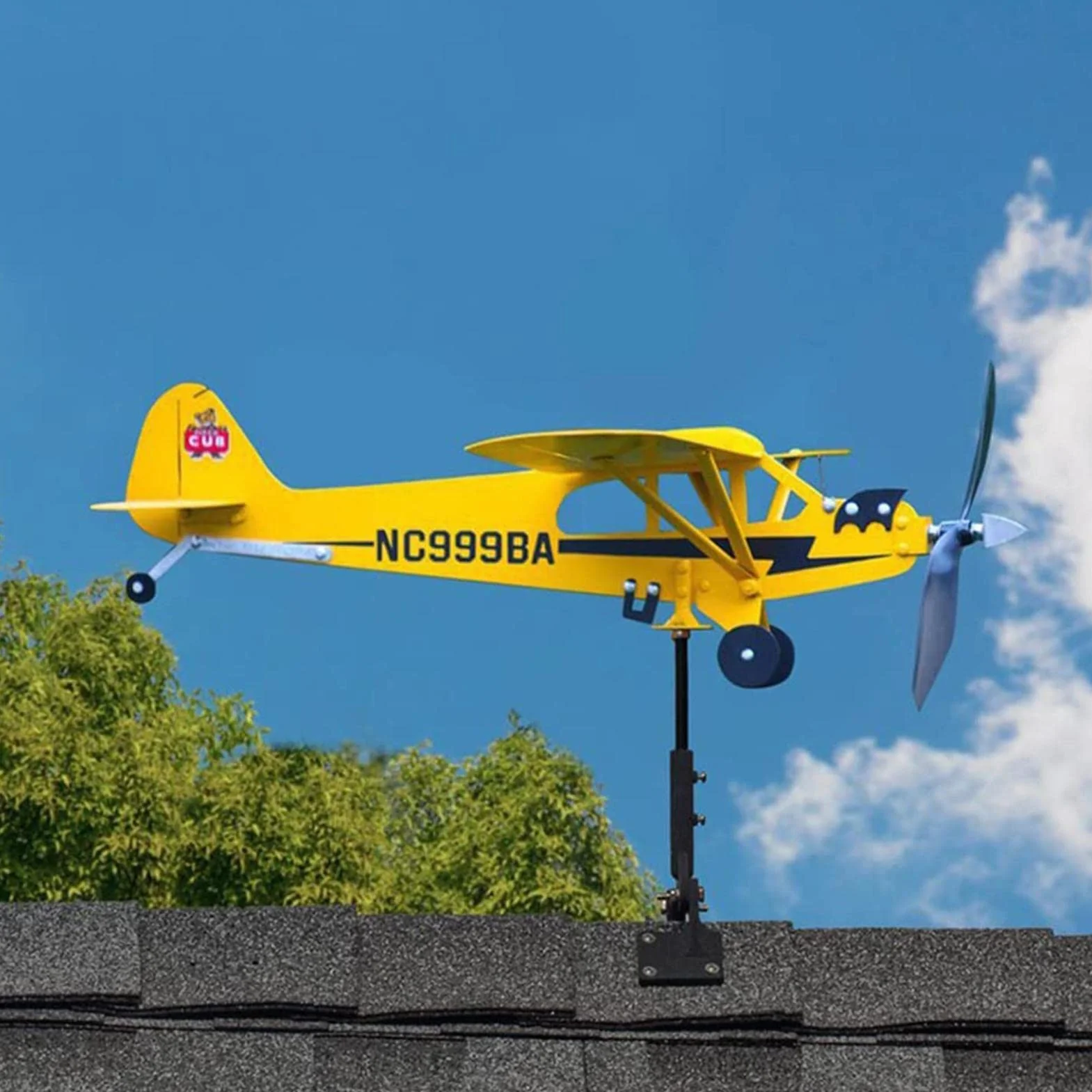 Veleta de Avión Hecha a Mano Piper J3 Cub Metal Decoración para Amantes de Vuelos