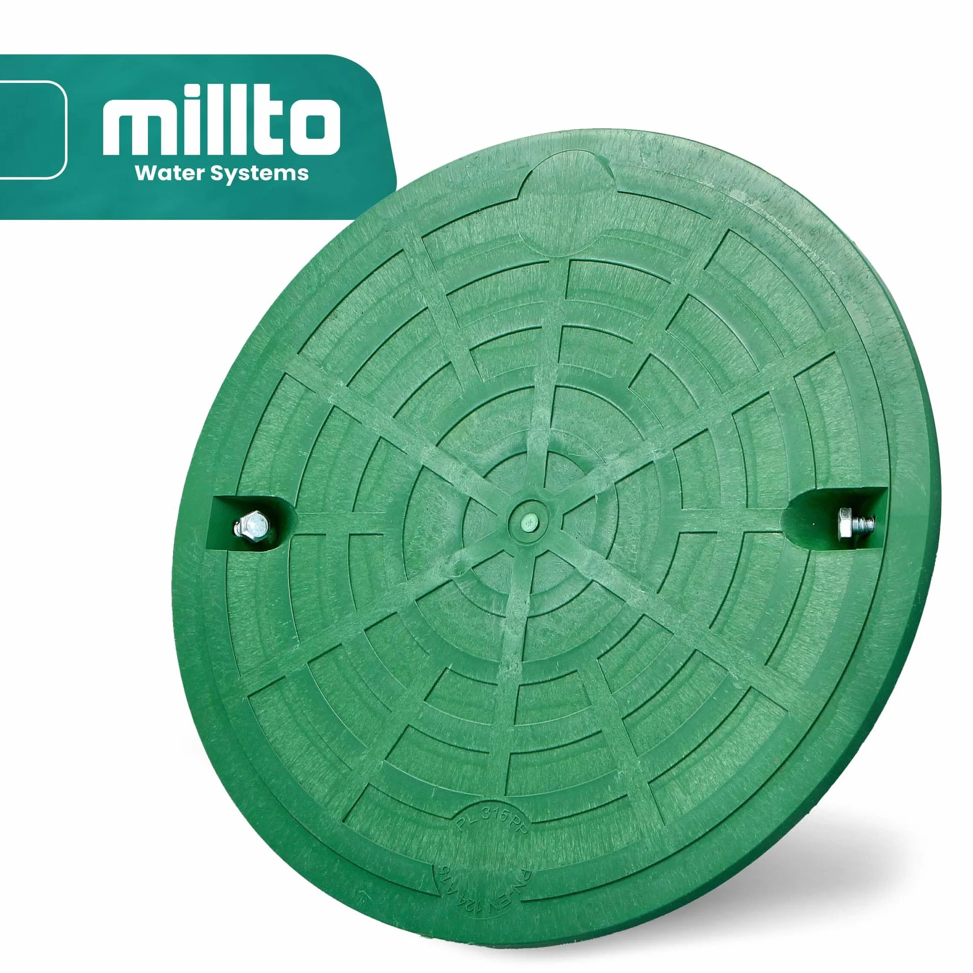 Millto Tapa de tubería DN315 polipropileno A15 verde carga 1,5 t