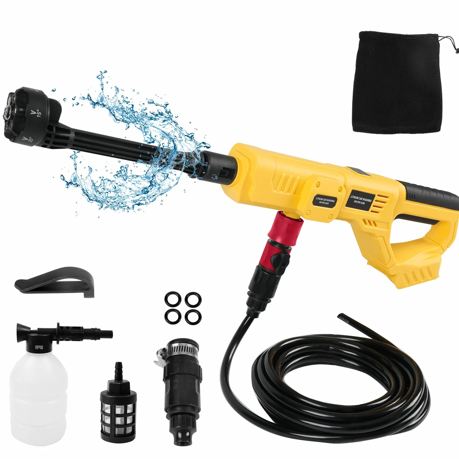 Limpiador de alta presión con batería 6 en 1, compatible con batería Dewalt de 18 V, 1000 PSI, pistola de limpieza a presión portátil para coches, ventanas, césped, jardines, piscinas, pantalones de 5