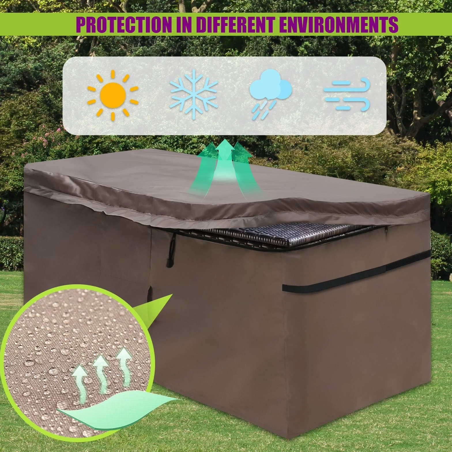 Funda Impermeable para Arcón de Jardín 420D Oxford Marrón 157x76x69 cm