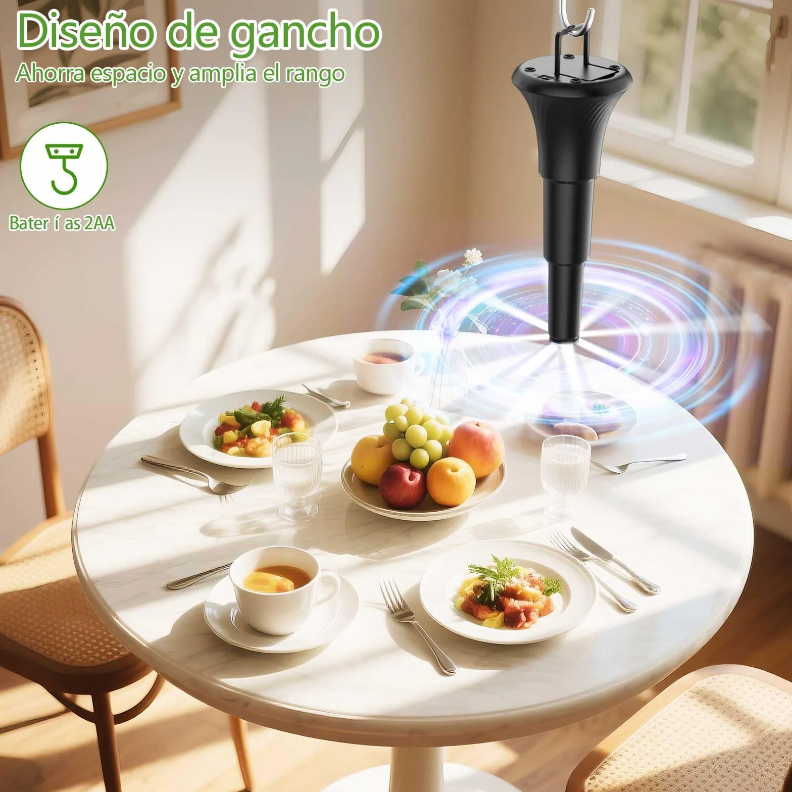 Ventilador Repelente de Moscas 4 Piezas, Plegable y Colgante para Exteriores