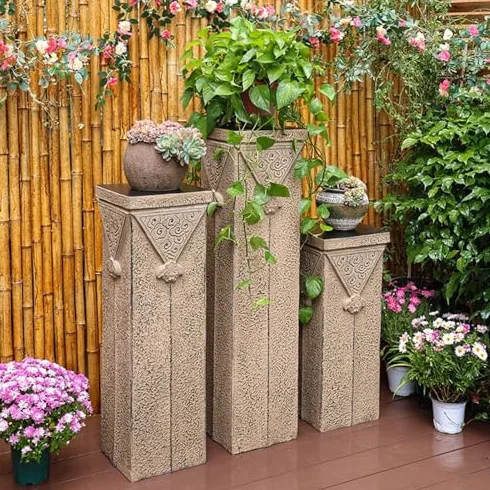 Soporte de pilar piedra antigua columna decorativa jardín hogar