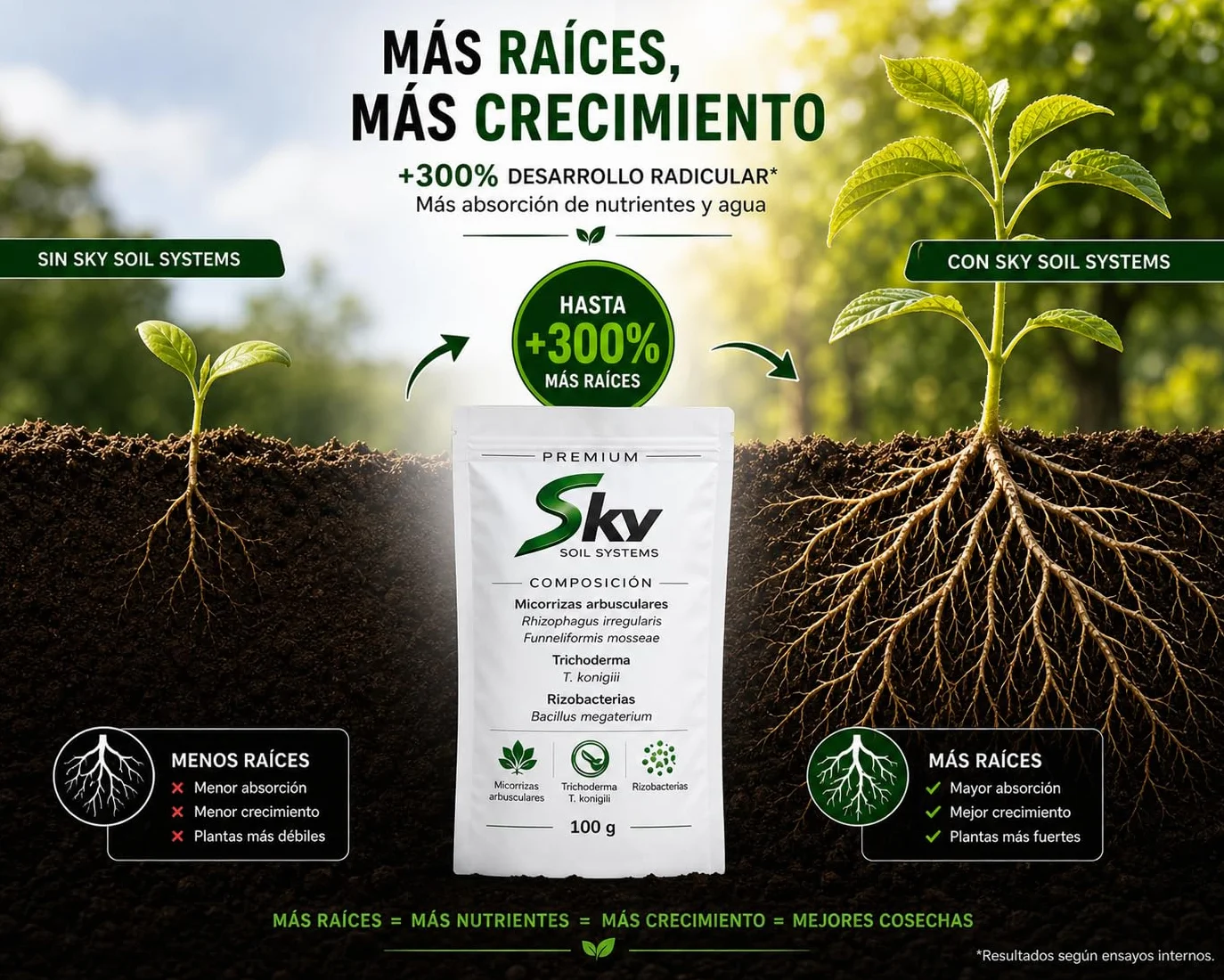 PREMIUM SOIL SYSTEM Micorrizas Arbusculares Trichoderma spp. Bacillus spp. Biofertilizante Estimulador de Raíces