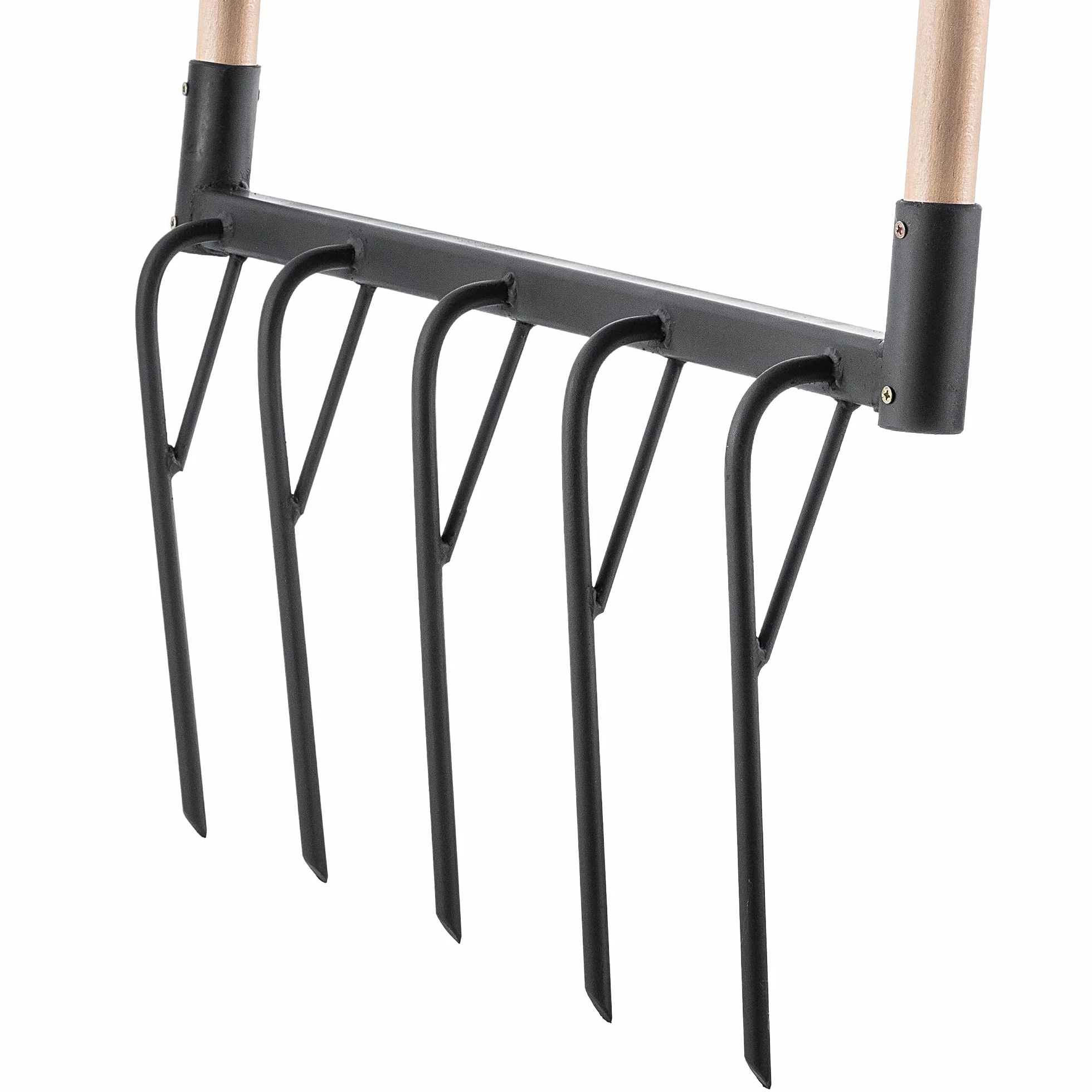 KADAX Horquilla de excavación 5 puntas mango madera, cultivador manual robusto para jardinería