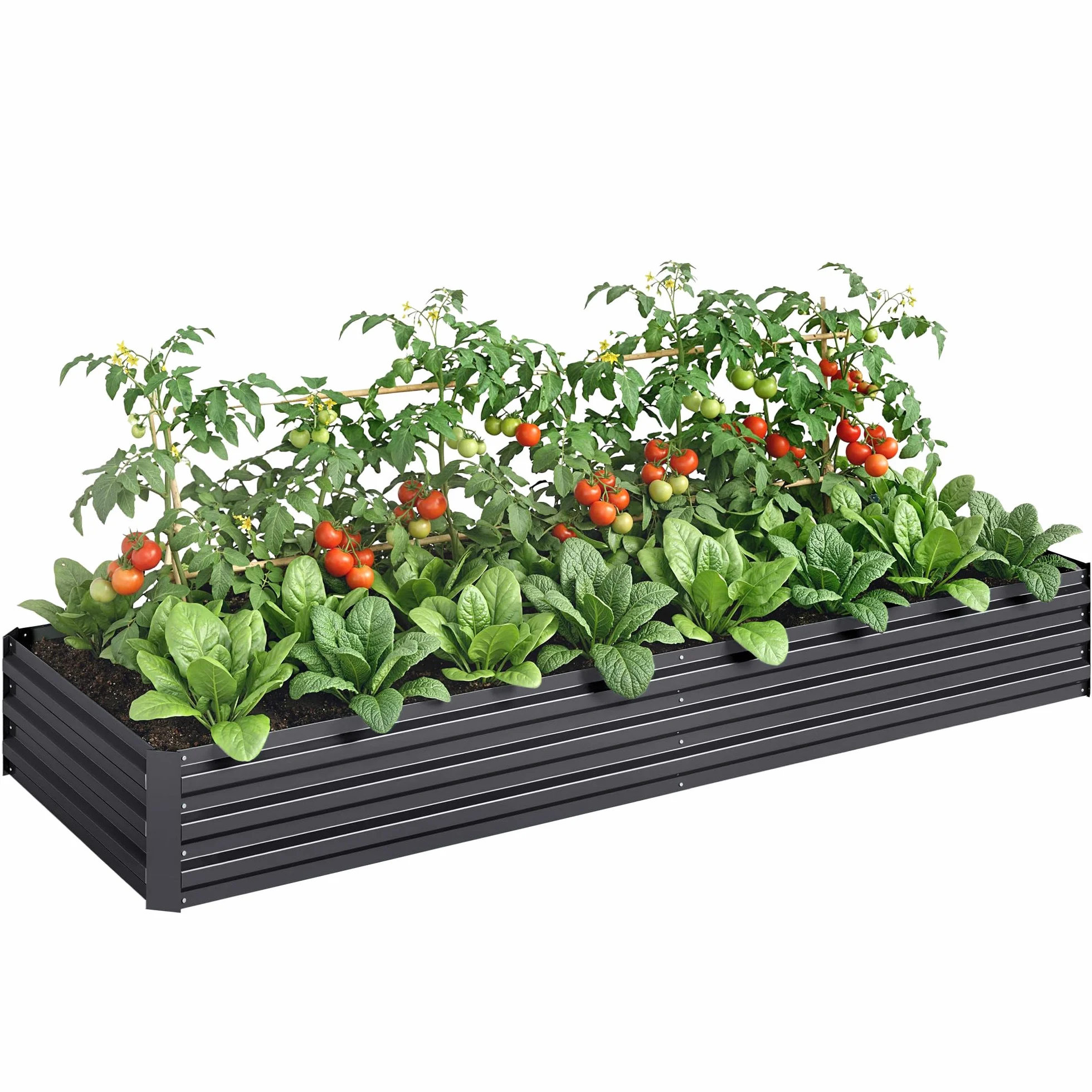 Outsunny Jardinera Exterior Grande Acero Galvanizado 241x90,5x30 cm Gris | Huerto Urbano Exterior, Macetero Grande Exterior con Base Abierta, Resistente a la Intemperie
