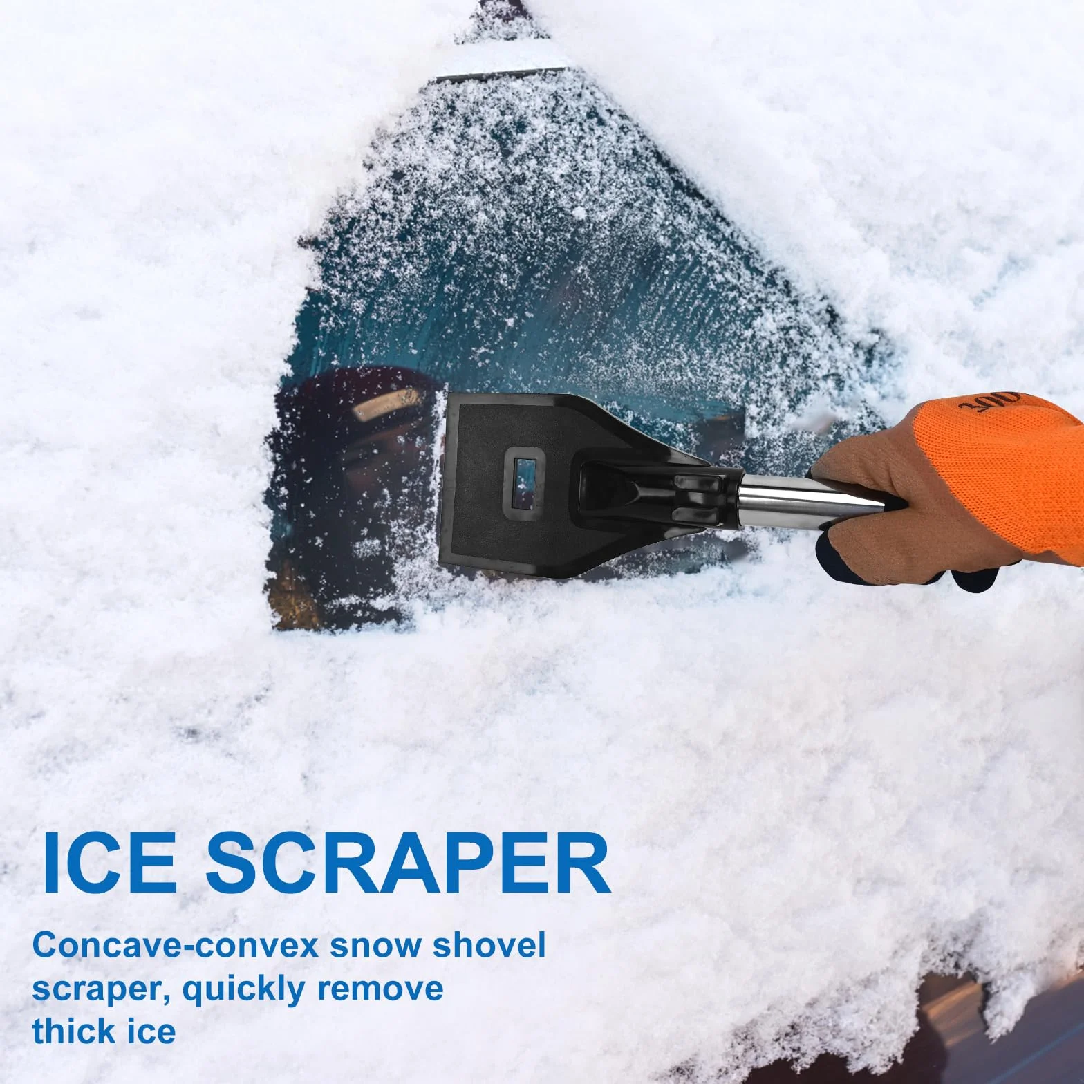 Kit de Pala de Nieve 3 en 1, Retráctil con Raspador de Hielo y Cepillo, Plateado