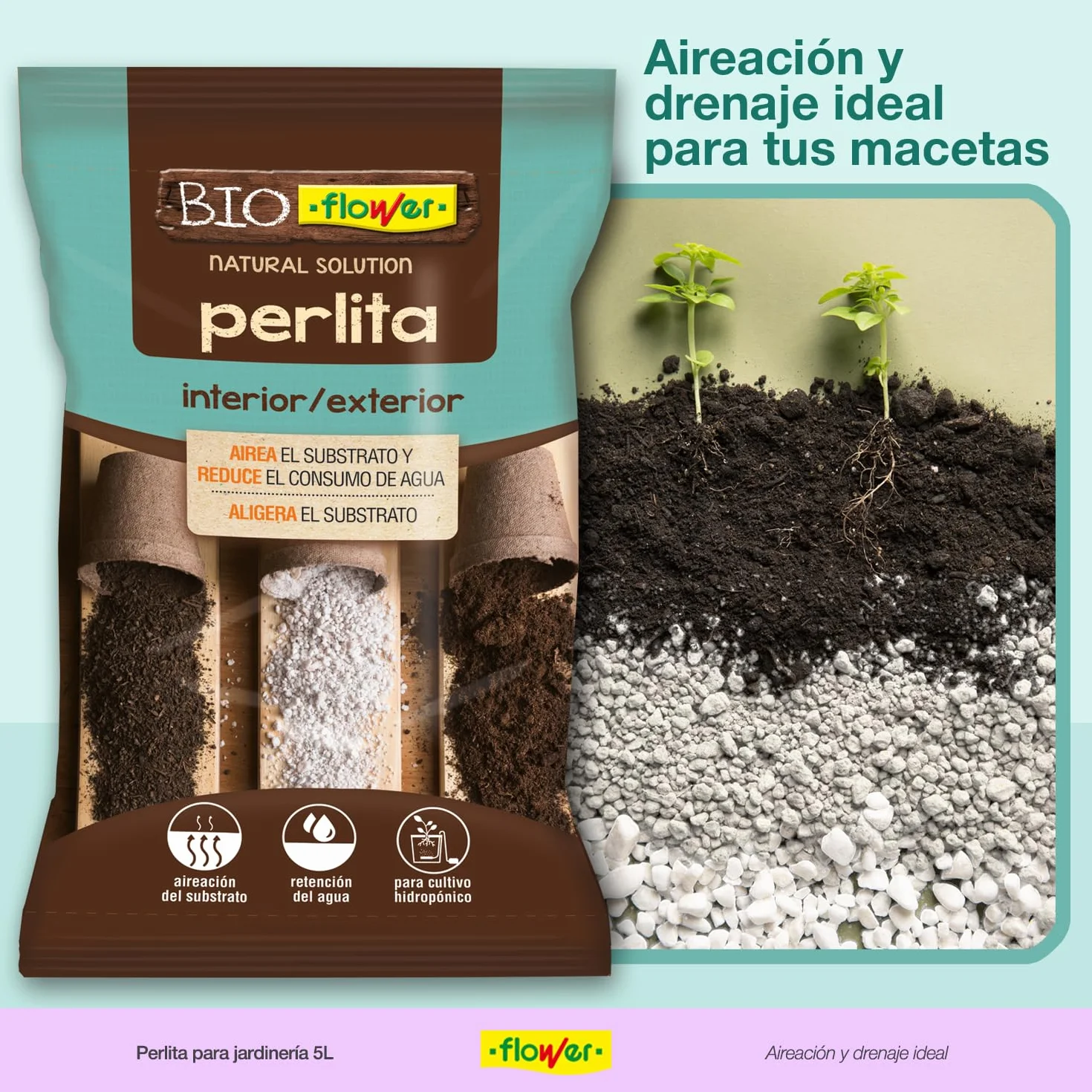 Perlita 5 L para Jardinería Drenaje Aireación Macetas Hidropónica