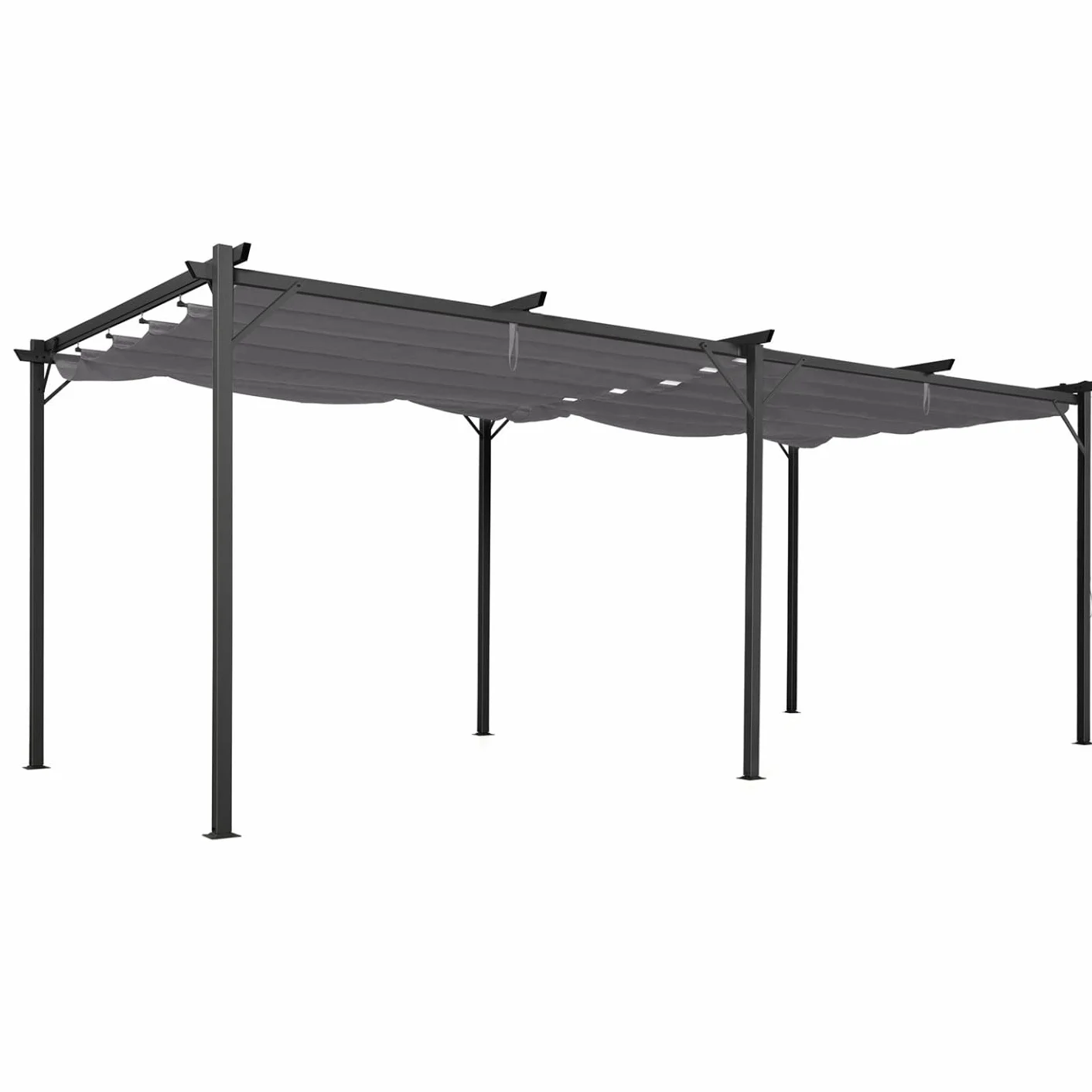 Pérgola con techo retráctil de 3 x 6 m, cenador gris antracita