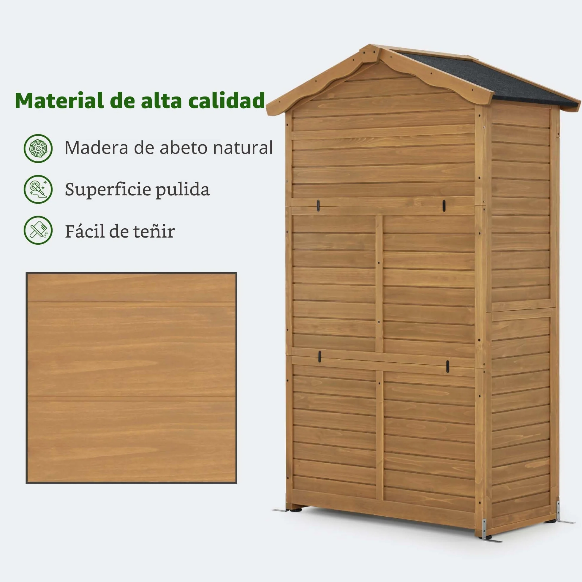 M MCombo Armario de jardín Cobertizo de Madera Resistente a la Intemperie 57x109x180 cm Herramientas Exterior