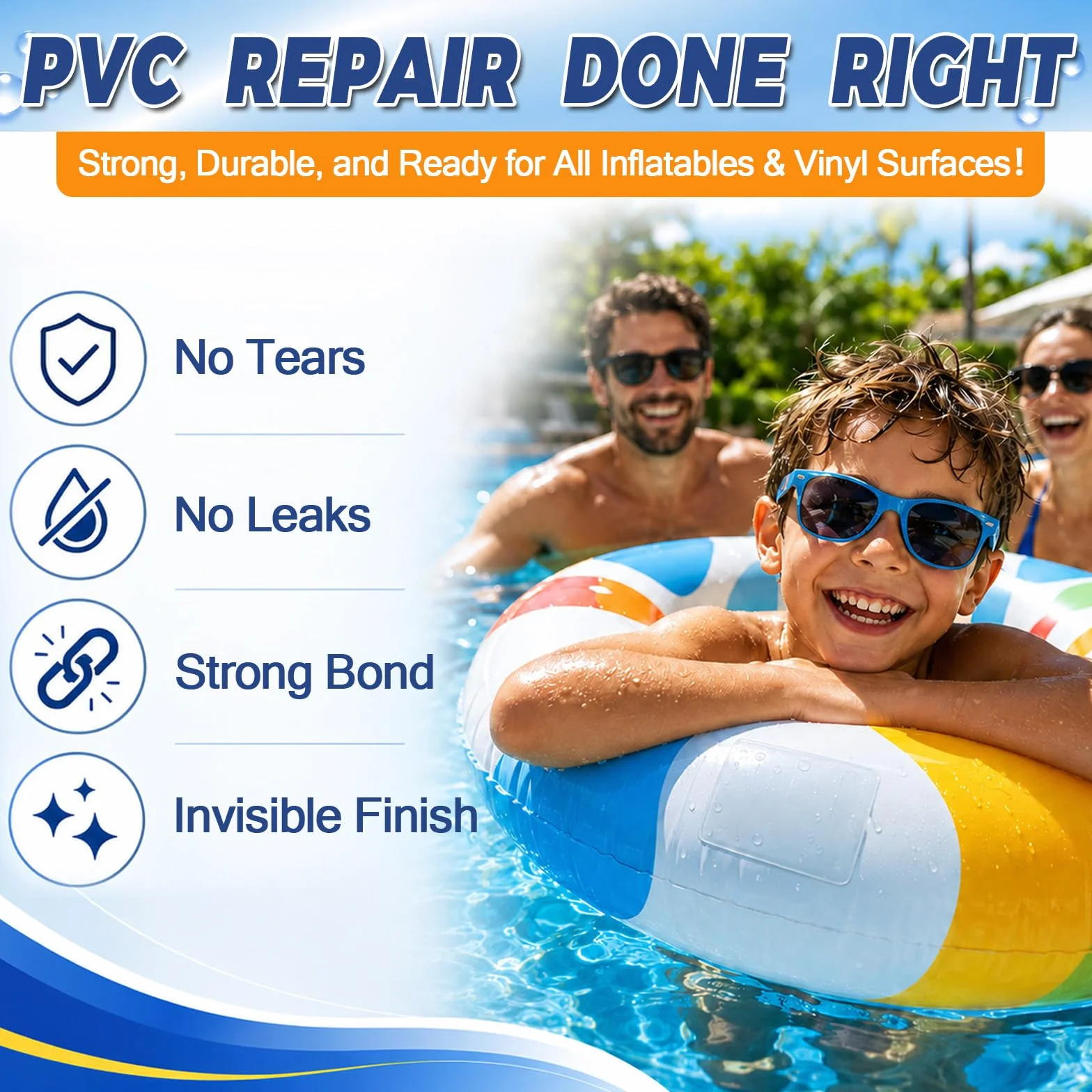 Vigorder Parches Piscina 60ml Kit Reparación Impermeable Vinilo Inflables Piscina Jacuzzi Barco PVC Balsa Kayak Exterior