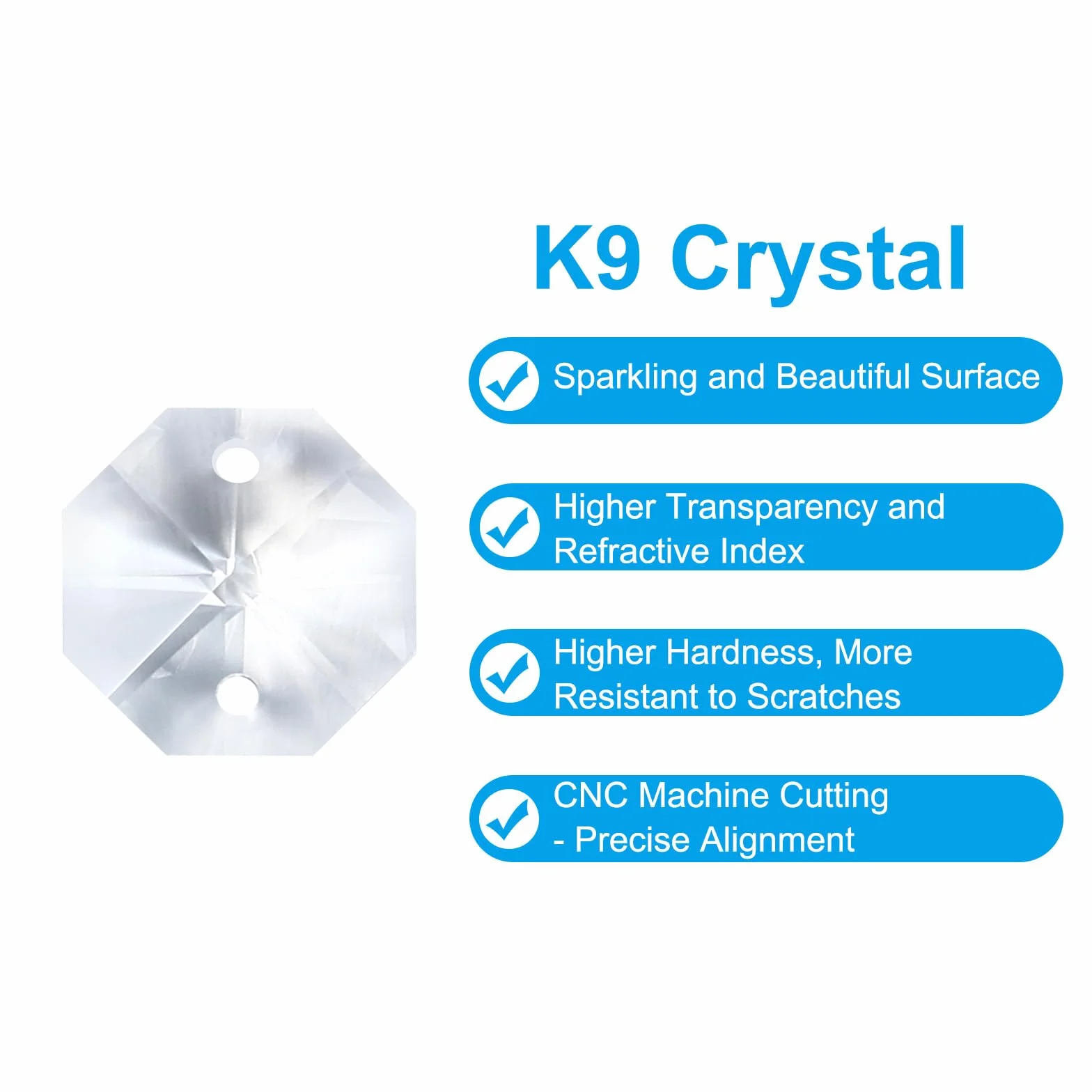 PATIKIL Pendientes de Cristal K9 Octágono 14 mm 2 Agujeros Transparente Paquete 30 Unidades