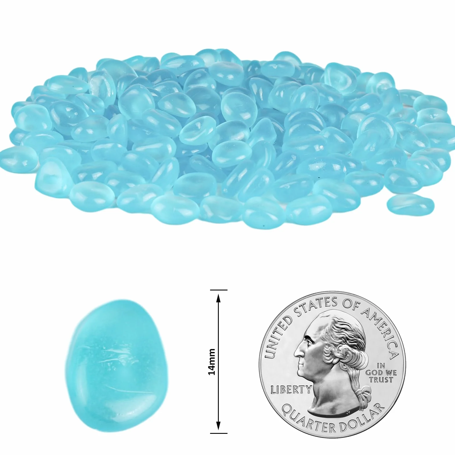 Piedras Luminosas Jardin 300 Piezas Azul, Piedras Decorativas Fluorescentes para Jarrones Acuario Macetas Balcón
