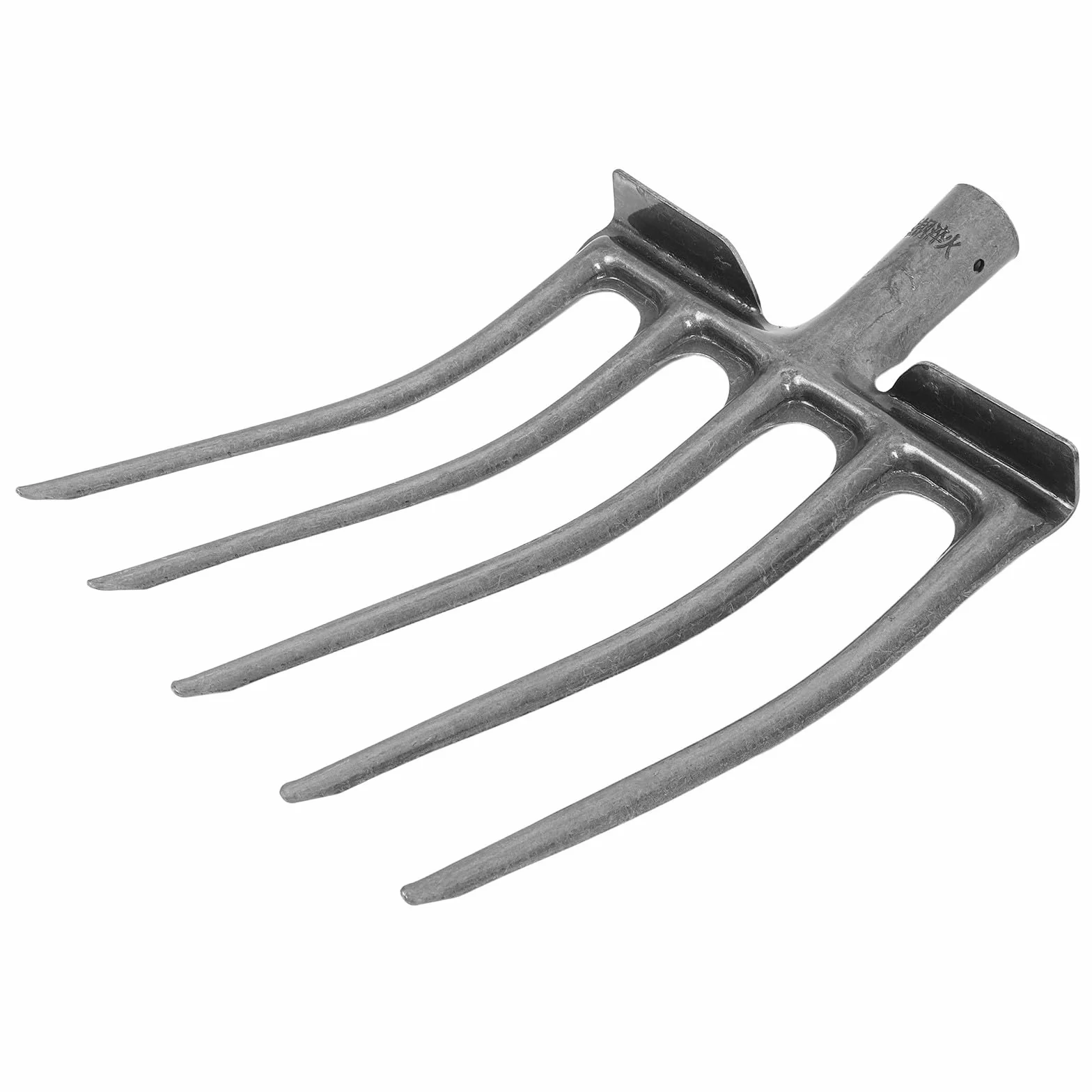 Horquilla de Acero Agrícola de 5 Dientes Resistente para Aflojar y Airear Suelo, Cabezal Metálico Compatible Mango de Madera, Herramienta Manual para Jardinería y Preparación
