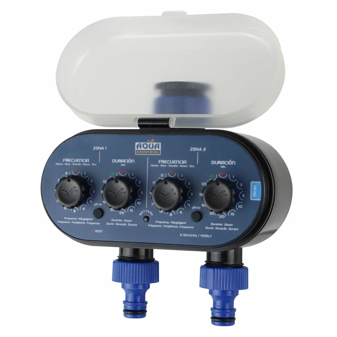 Programador de Riego Aqua Control C4011 con 2 Salidas Independientes para Jardín