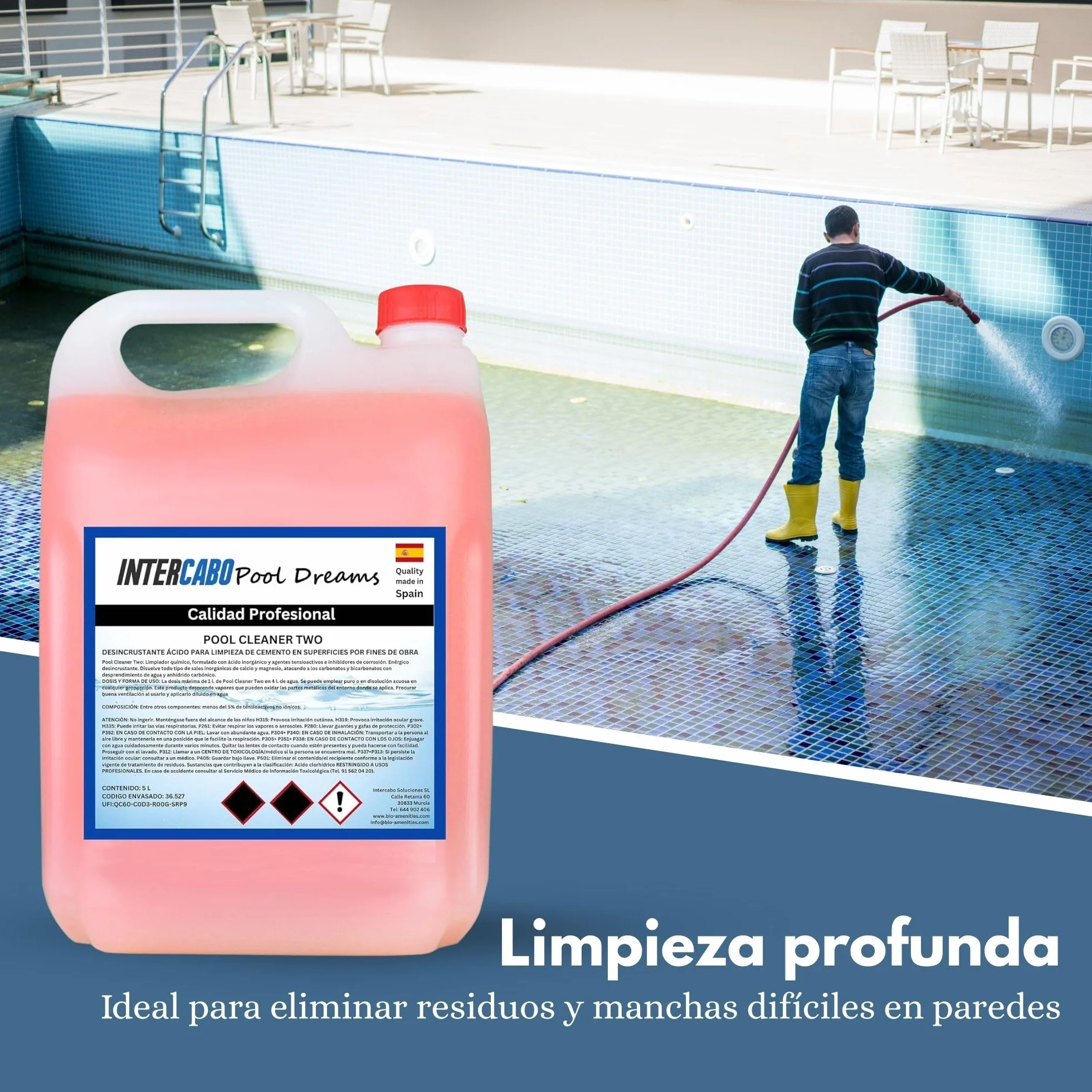Desincrustante Químico Garrafa 5L para Piscinas y Limpieza Industrial