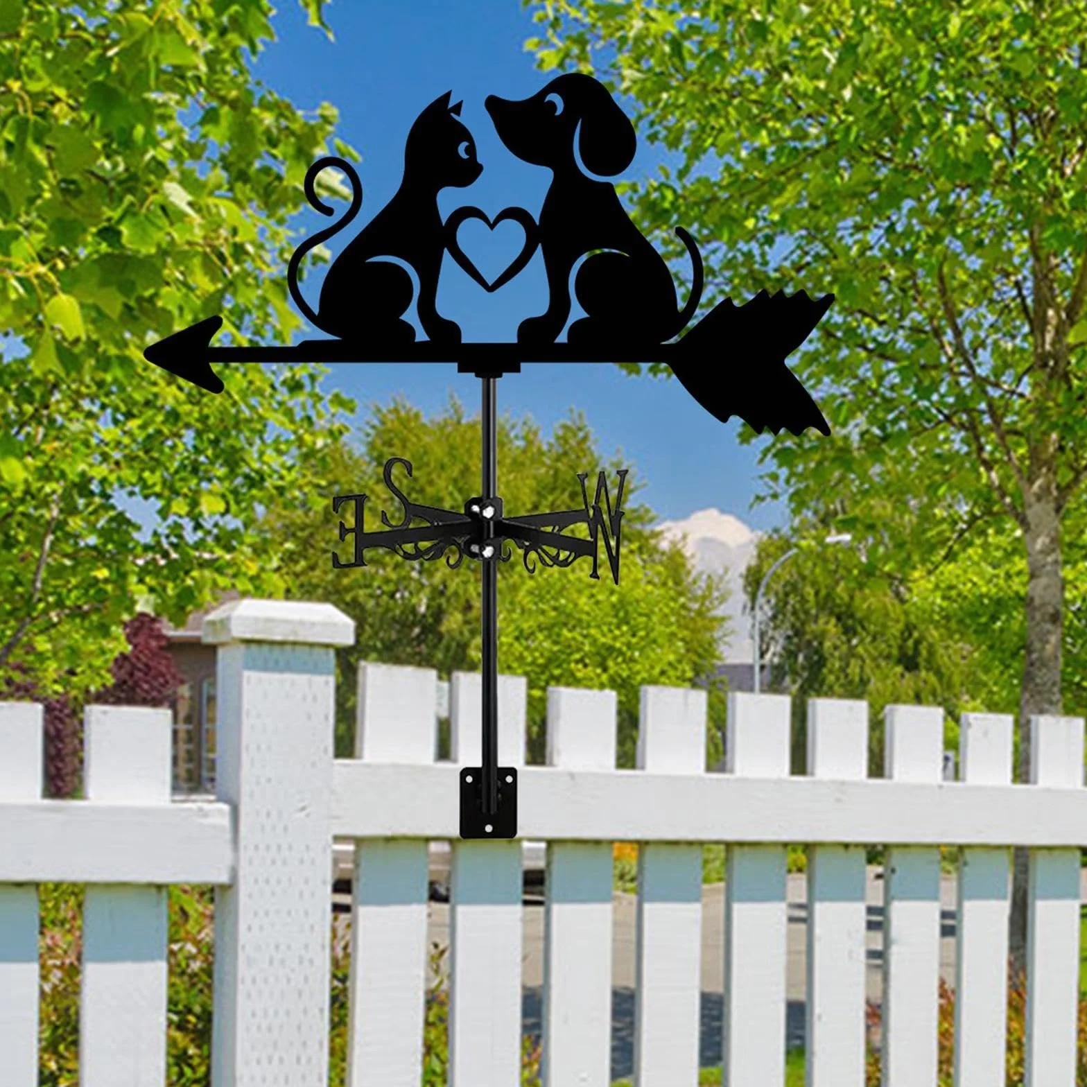 Veleta de Metal con Indicador de Dirección del Viento para Garaje, Perros y Gatos