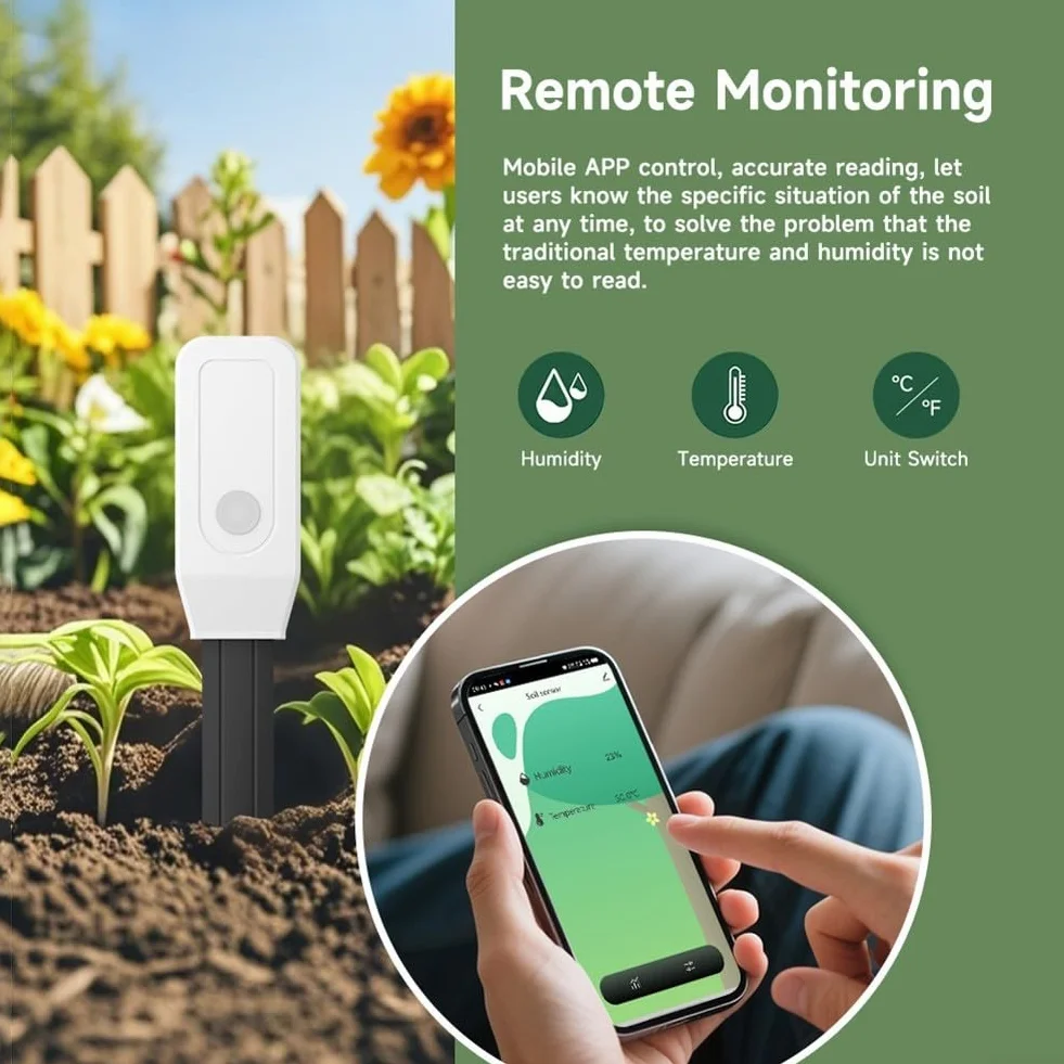 Smart SOILs Sensor de humedad Tuya monitor inalámbrico riego plantas detección temperatura medidor humedad jardín interior exterior Zigbee