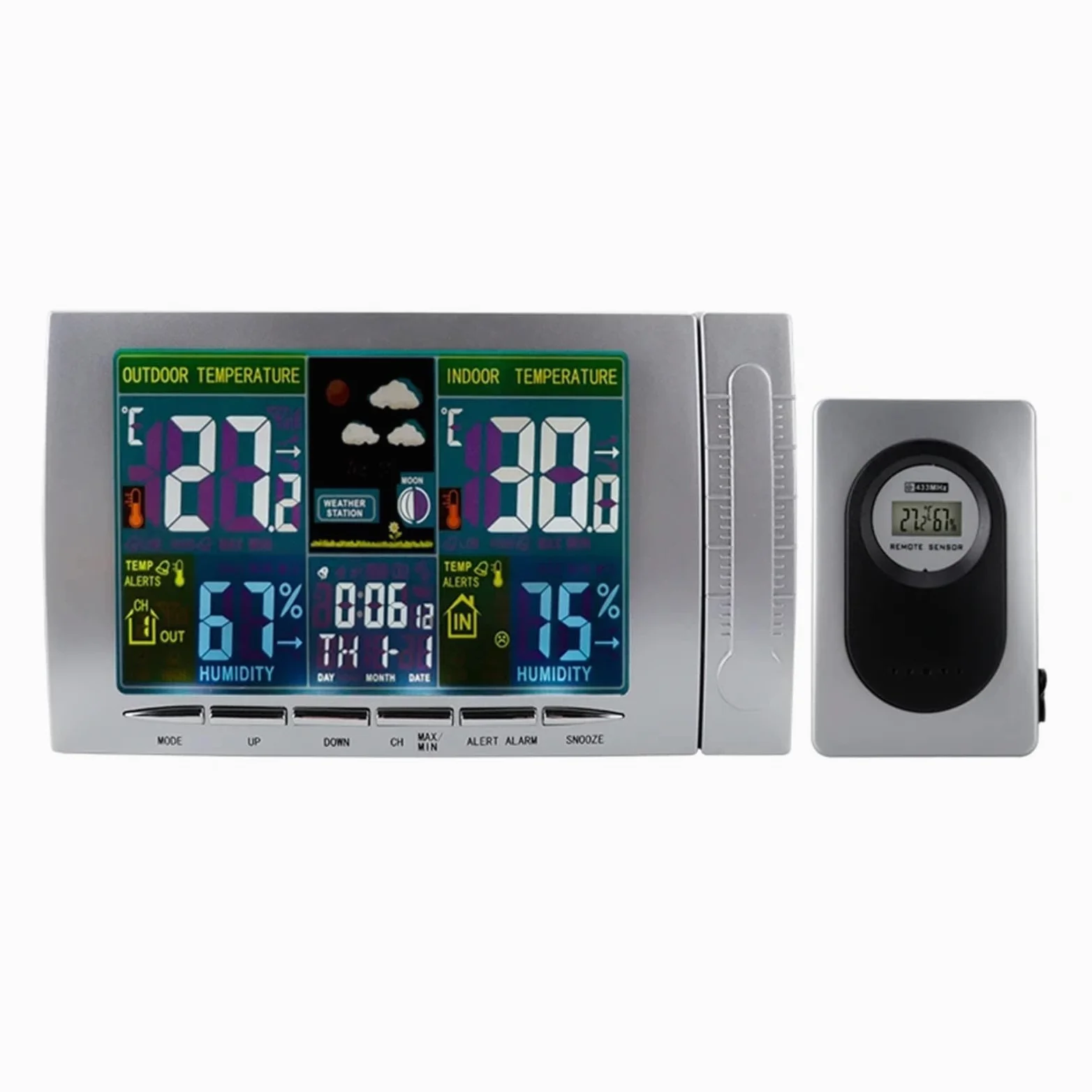 Estación Meteorológica Inalámbrica TS-H134G, termómetro Digital, Sensor for interiores y exteriores, pronóstico del tiempo, medidor de temperatura y humedad Cl
