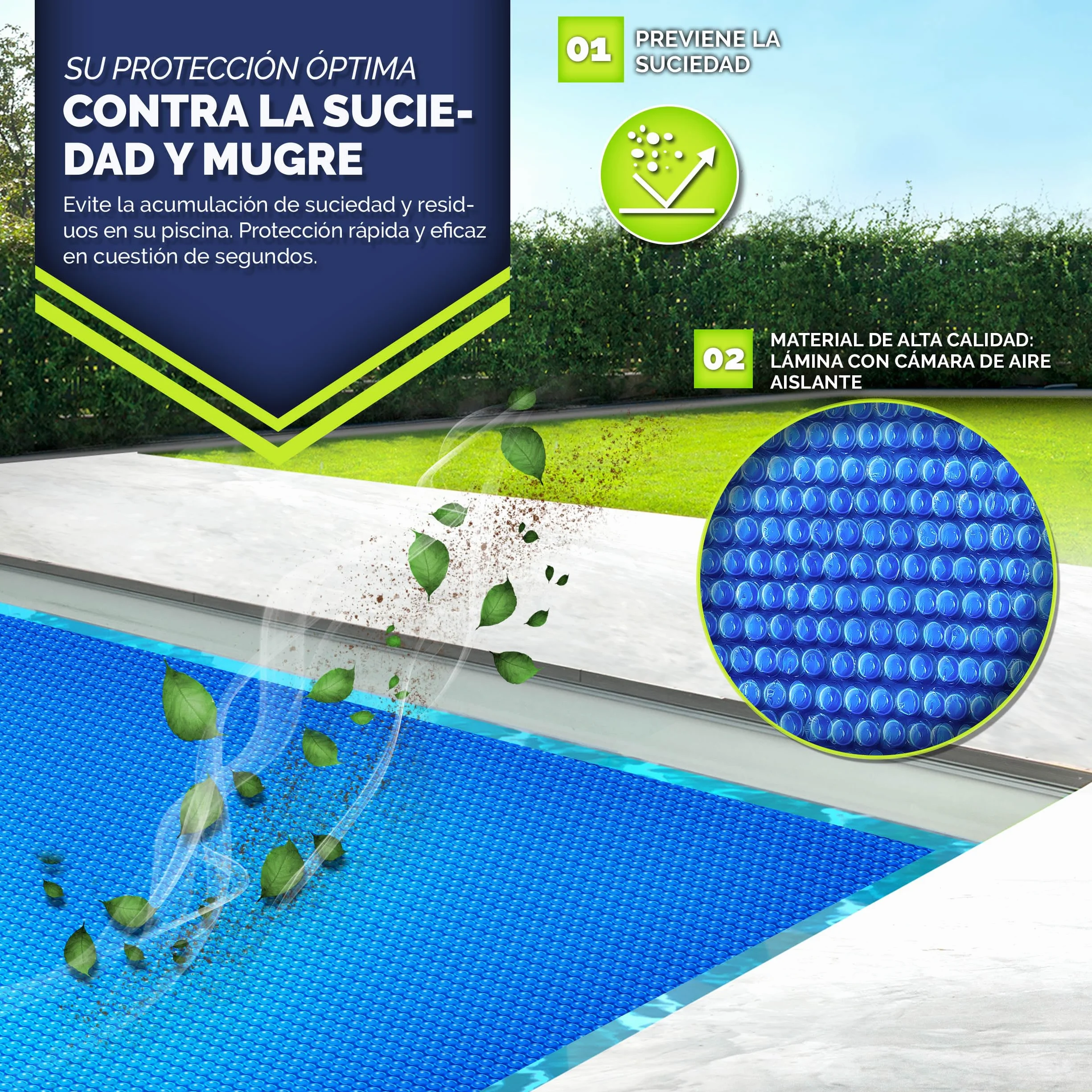 Tillvex Lona Solar para Piscina 400 µm Rectangular 700 x 400 cm Cubierta Solar Térmica
