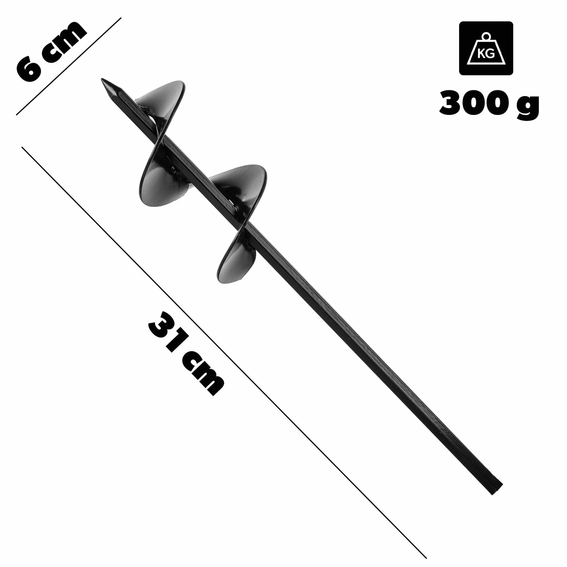 KADAX Broca de tierra 60 mm para taladro inalámbrico, taladro de jardín espiral