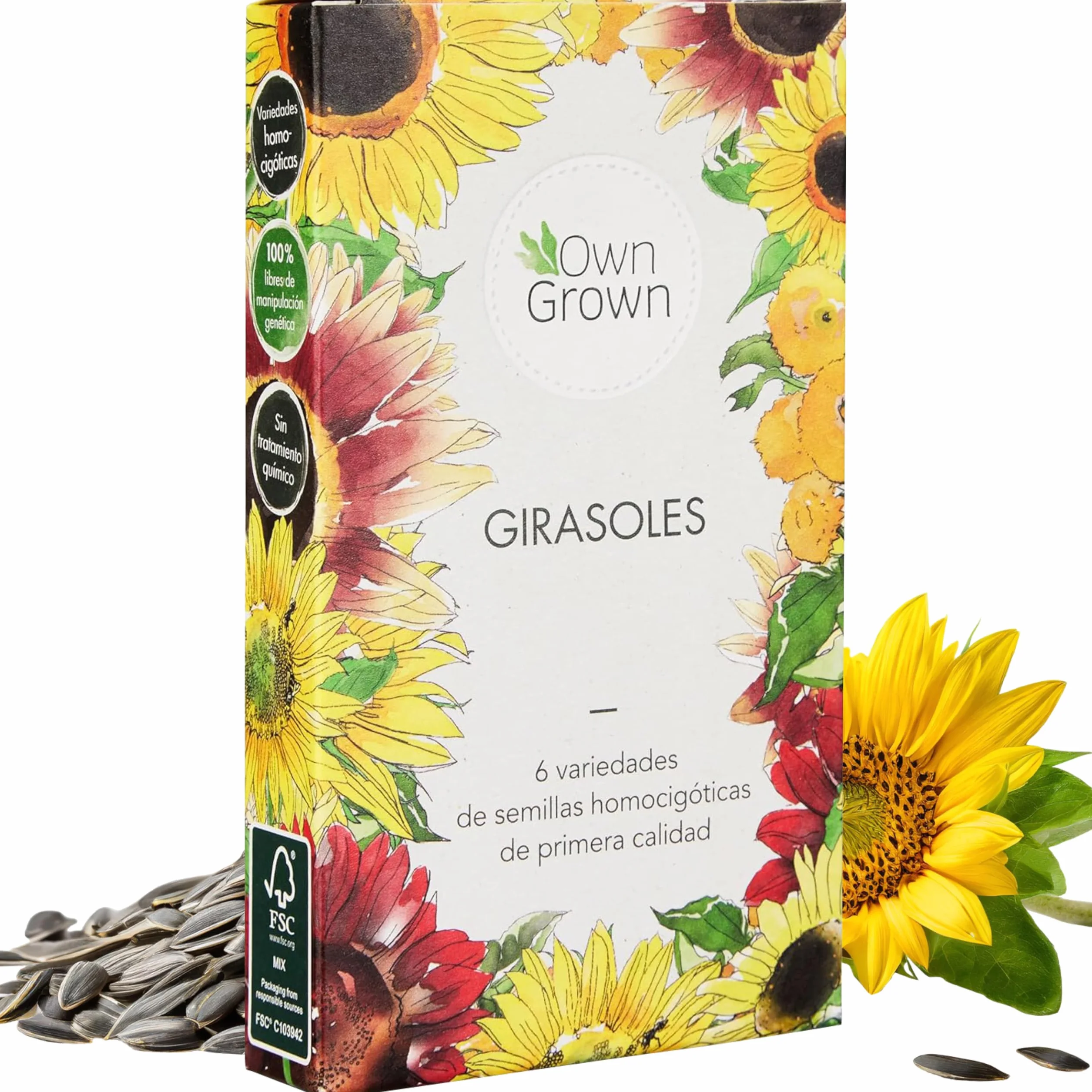 OwnGrown Kit de Semillas de Girasol - 6 Variedades - Set de Regalo para Jardín - Flores para Abejas