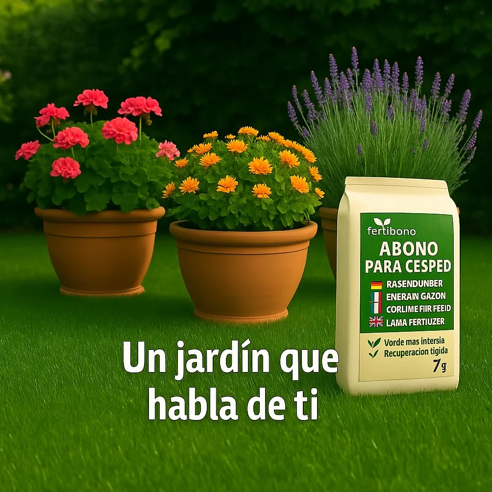 FERTIBONO Abono Césped 7kg NPK Magnesio Hierro Manganeso Azufre Hasta 280 m2