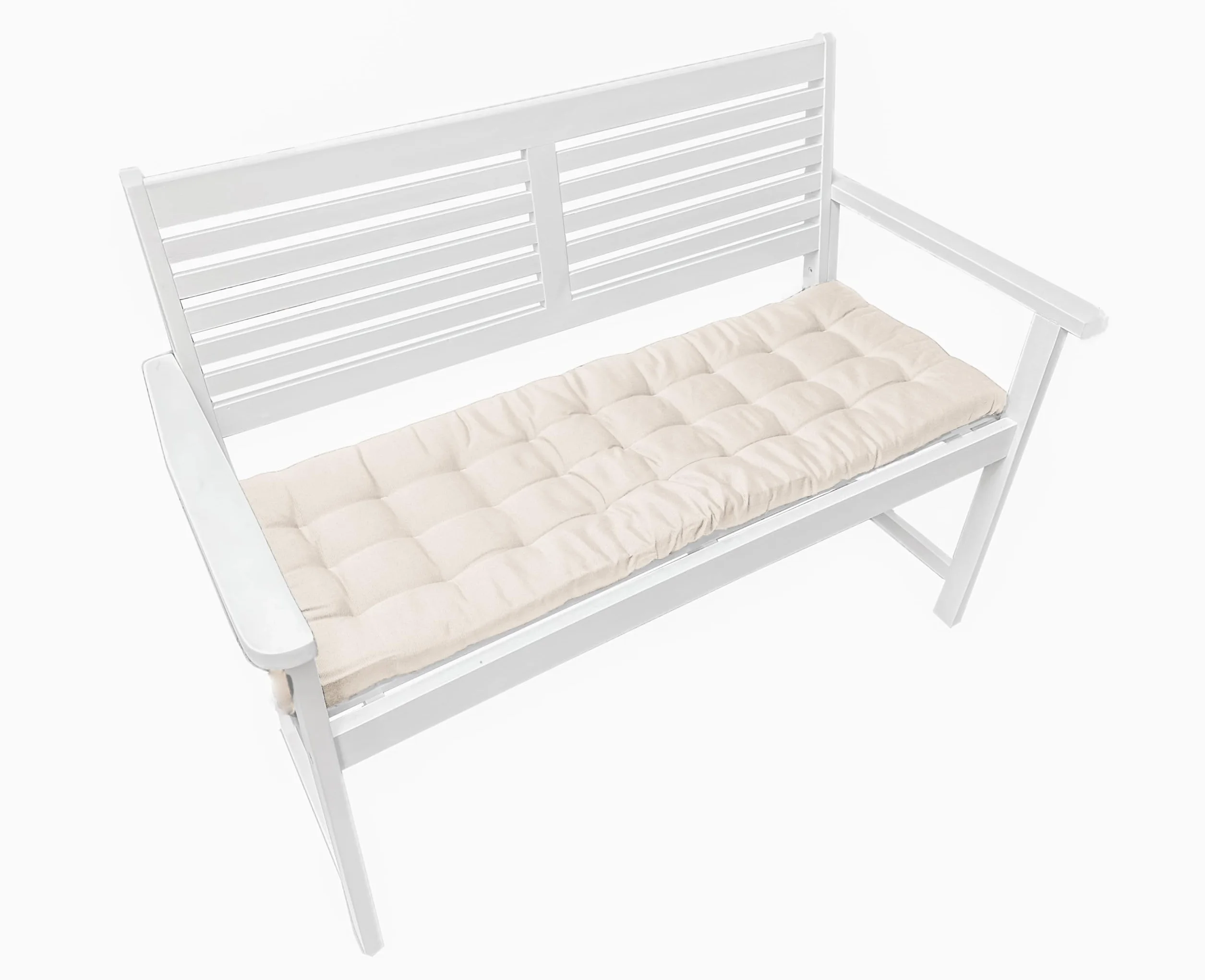 Brandsseller Cojín de Banco 120x40x4 cm – para Banco de jardín y Banco de Comedor – Impermeable, fácil de Limpiar y Acolchado Suave – Uso Interior y Exterior – Blanco