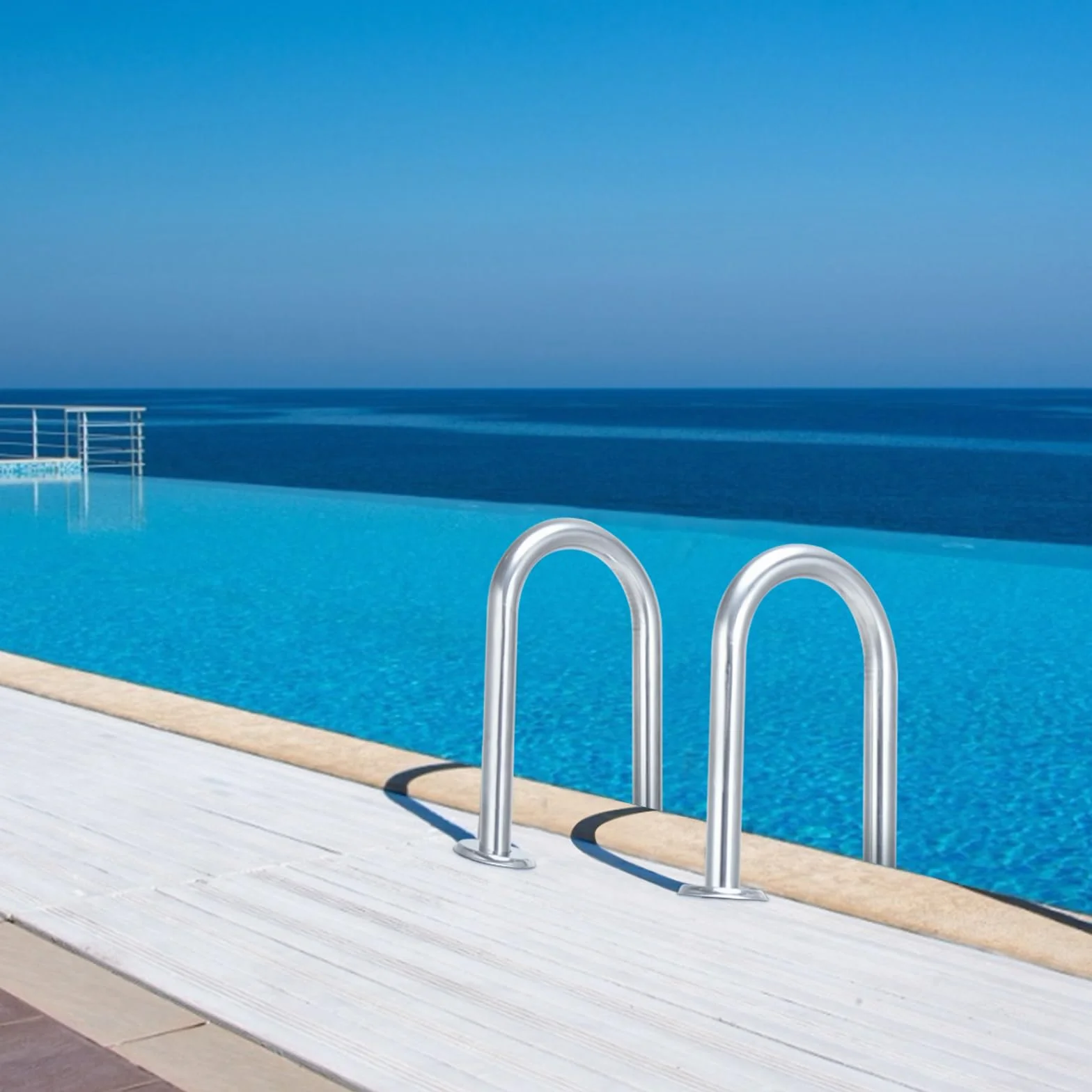 COSTWAY Escalera de Piscina de 3 Peldaños, Acero Inoxidable, Antideslizante, 55x26x132 cm, 150 kg