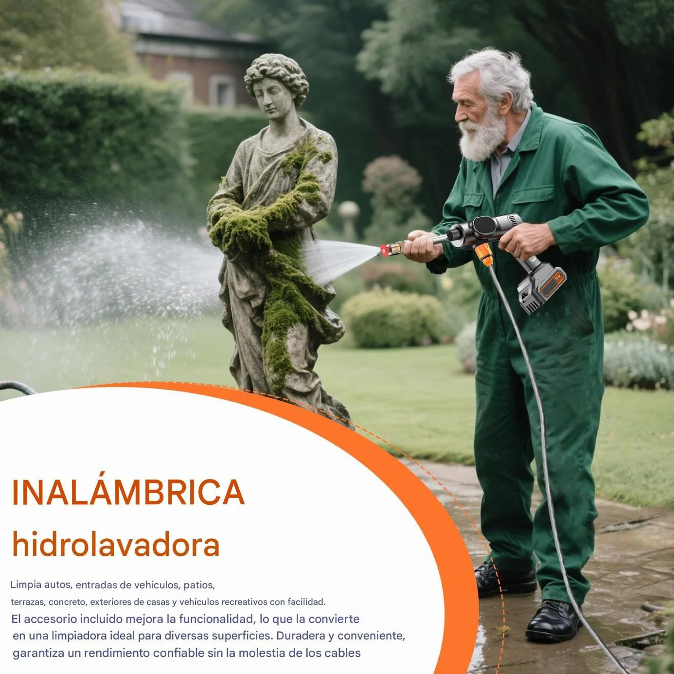 Hidrolimpiadora Máquina de Limpieza Sin Cable 21V | De Suelos Portátil Para La Limpieza De Coche Jardín Entrada Terraza Patio Exterior Industrial Y Comercial