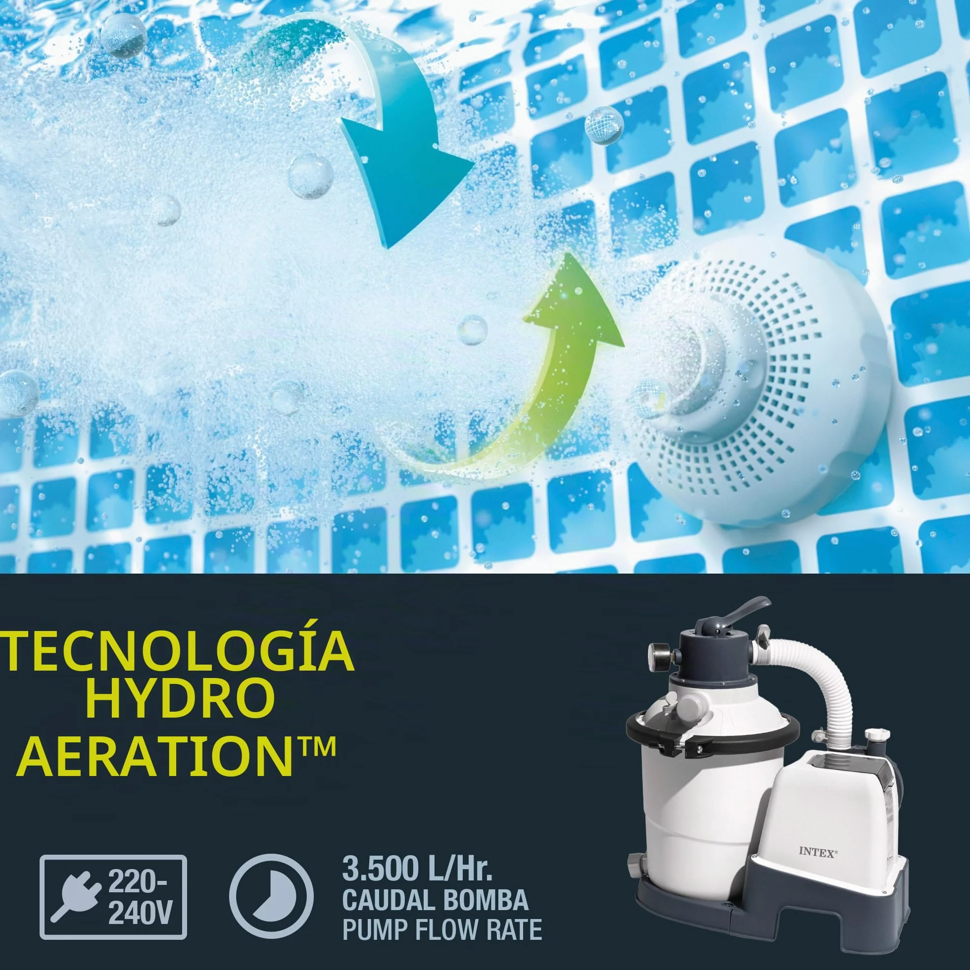 Intex Depuradora de Arena Krystal Clear 3.500 L/H Filtro Piscina Bomba Piscina 4 Funciones