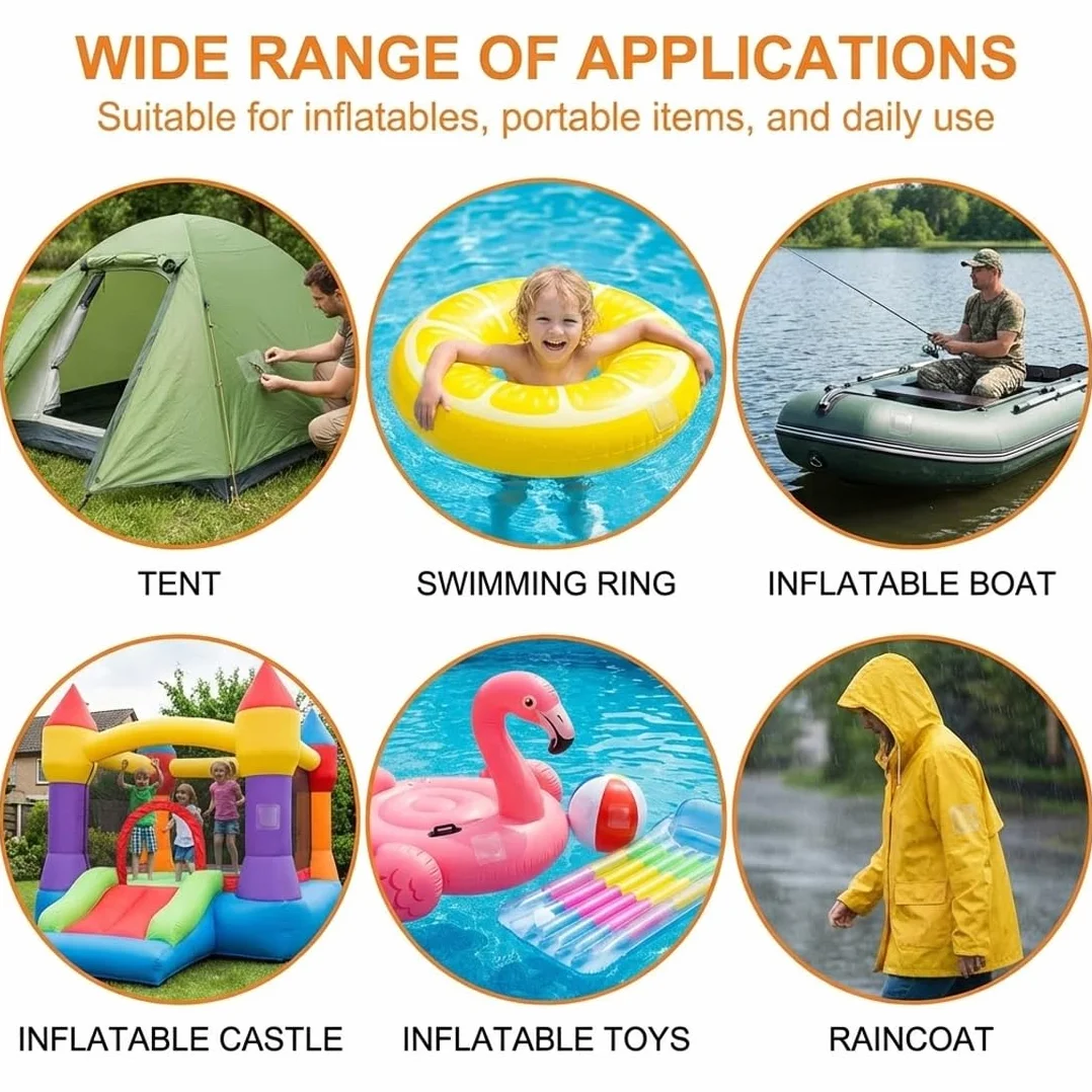 Kit de reparación de parches inflables TPU para piscinas, colchones y botes (negro)